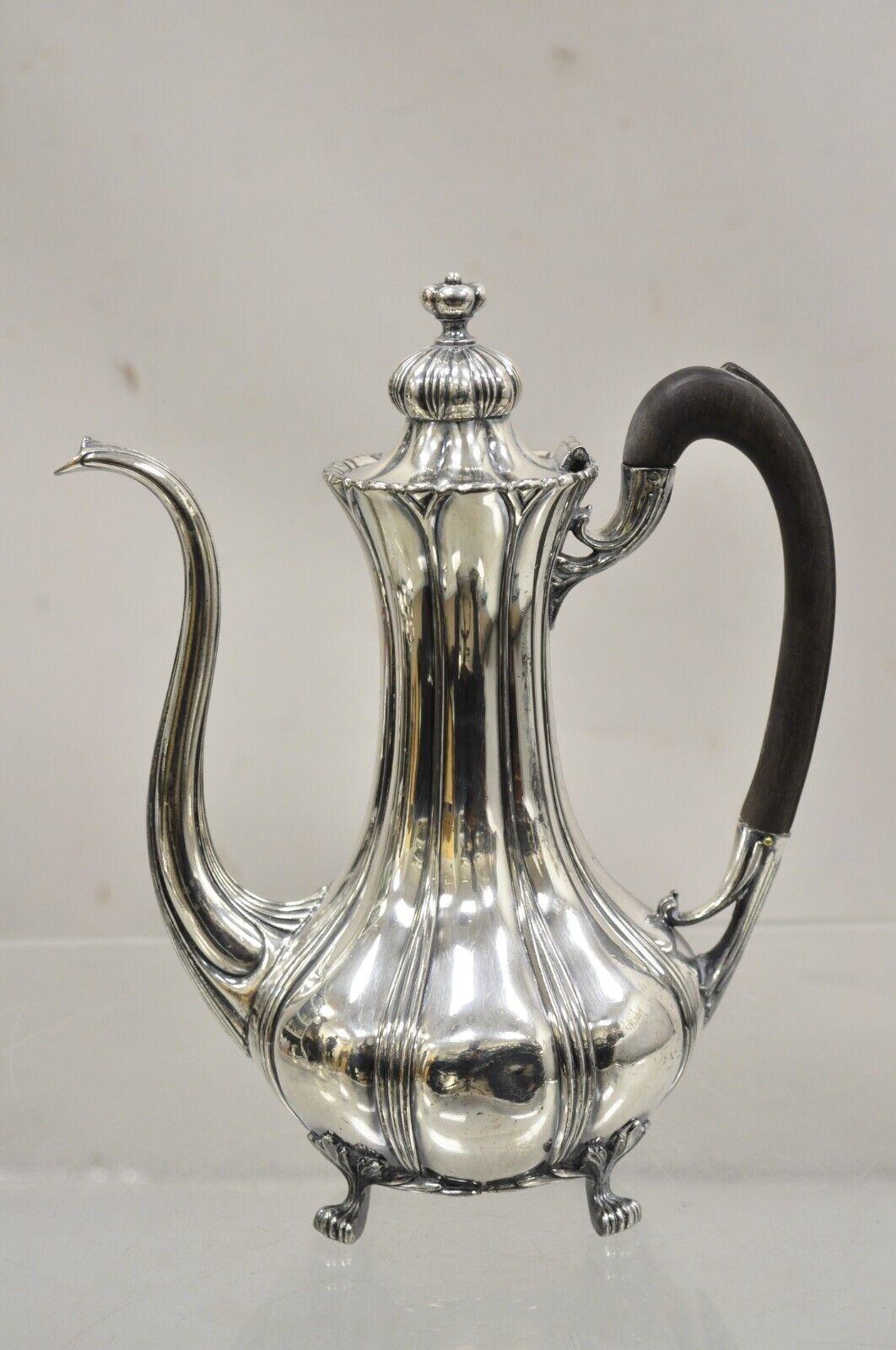 Antique Pairpoint Mfg Victorian Silver Plated Tea Pot Coffee Pot w/ Wood Handle For Sale 2