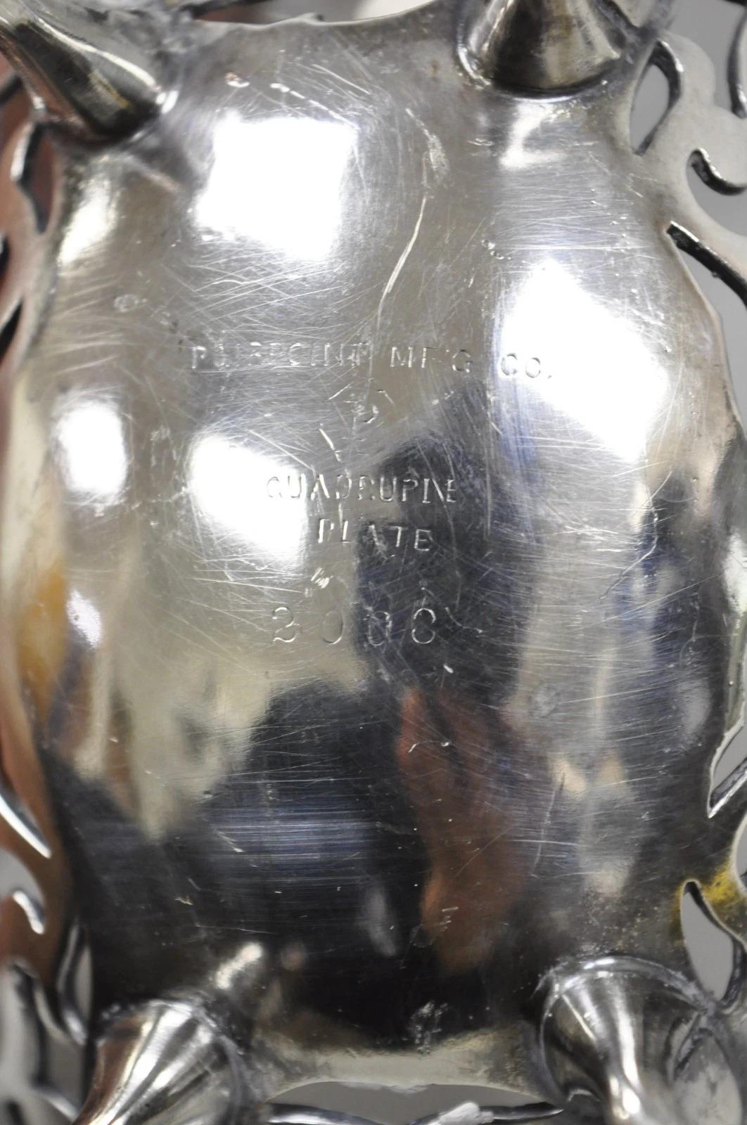 Antico Pairpoint Small Silver Plated Pierced Scrollwork Candy Dishl Bowl Basket in vendita 3