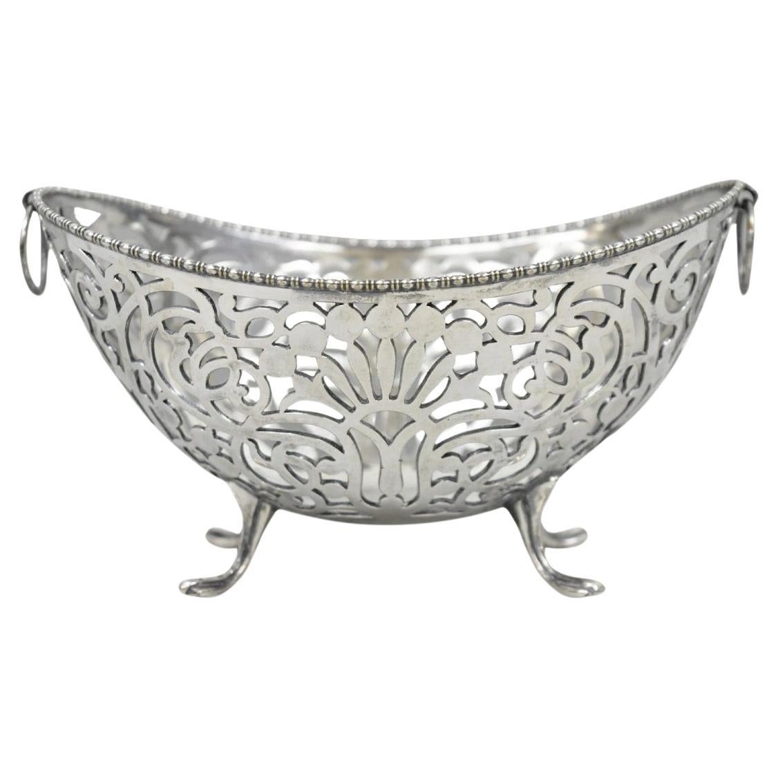 Antico Pairpoint Small Silver Plated Pierced Scrollwork Candy Dishl Bowl Basket