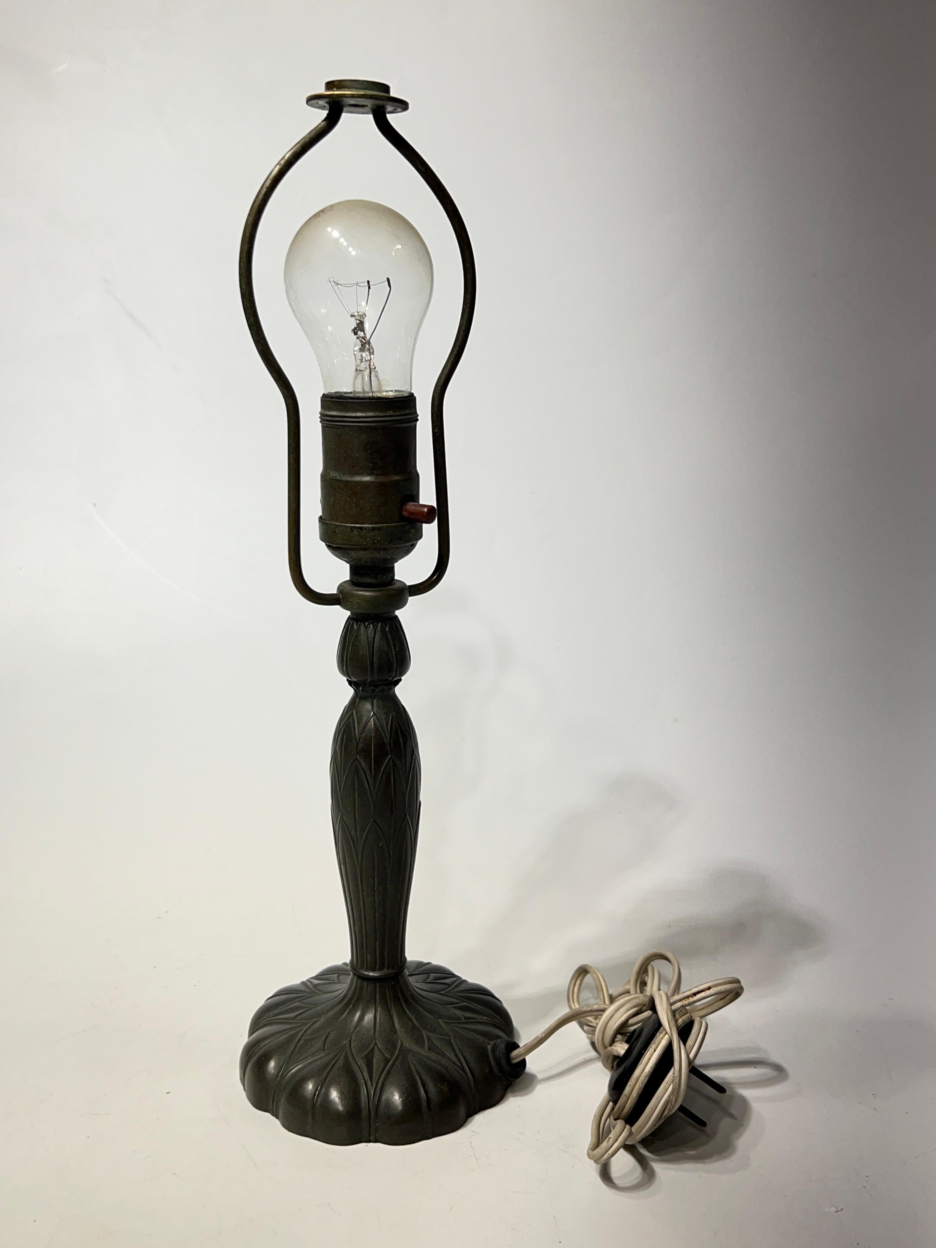 20th Century Antique Pairpoint Table Lamp with Reverse Floral Painted Glass Shade