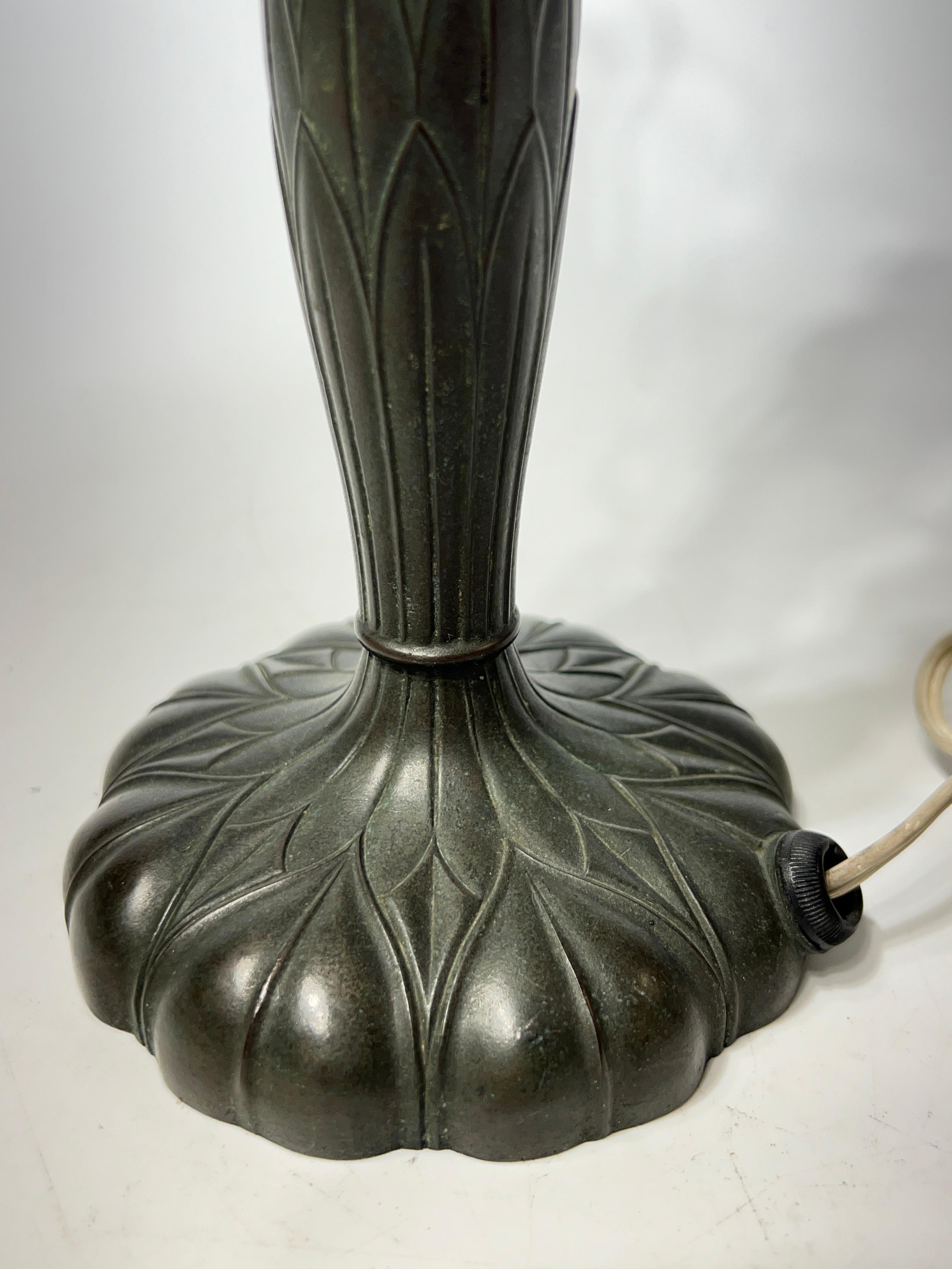 Art Glass Antique Pairpoint Table Lamp with Reverse Floral Painted Glass Shade