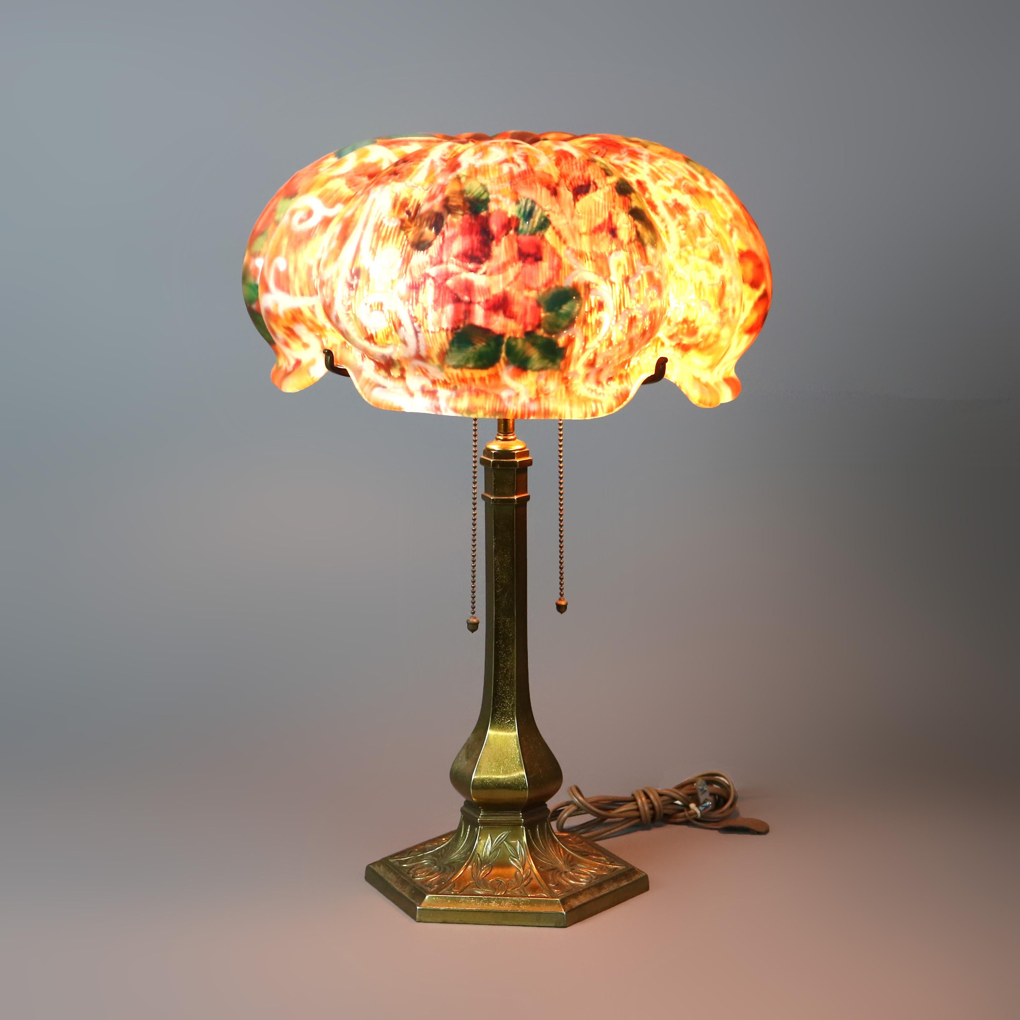 Antique Pairpoint “Venice” Reverse Painted Table Lamp with Roses C1920

Measures - 21