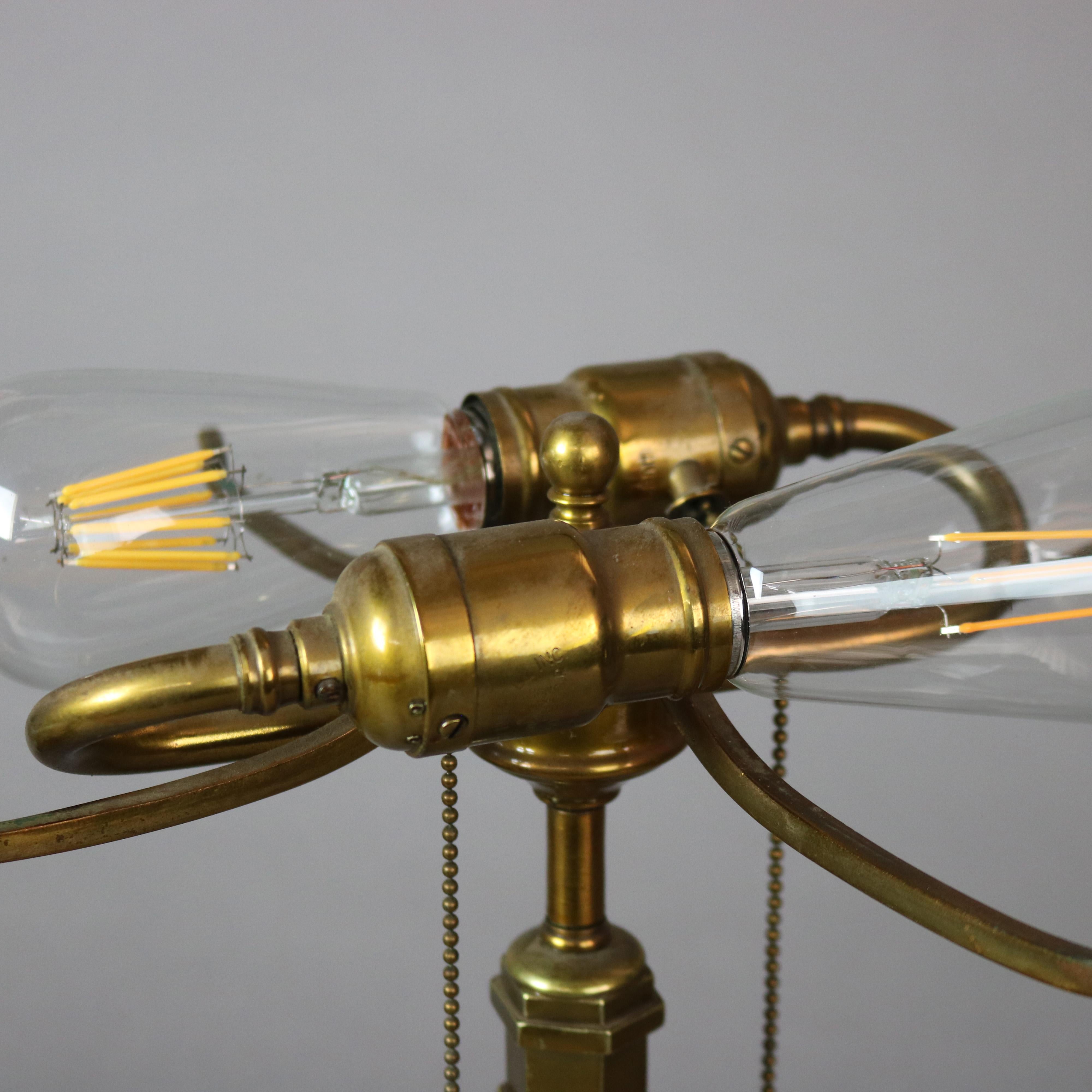 Antique Pairpoint “Venice” Reverse Painted Table Lamp with Roses C1920 In Good Condition In Big Flats, NY