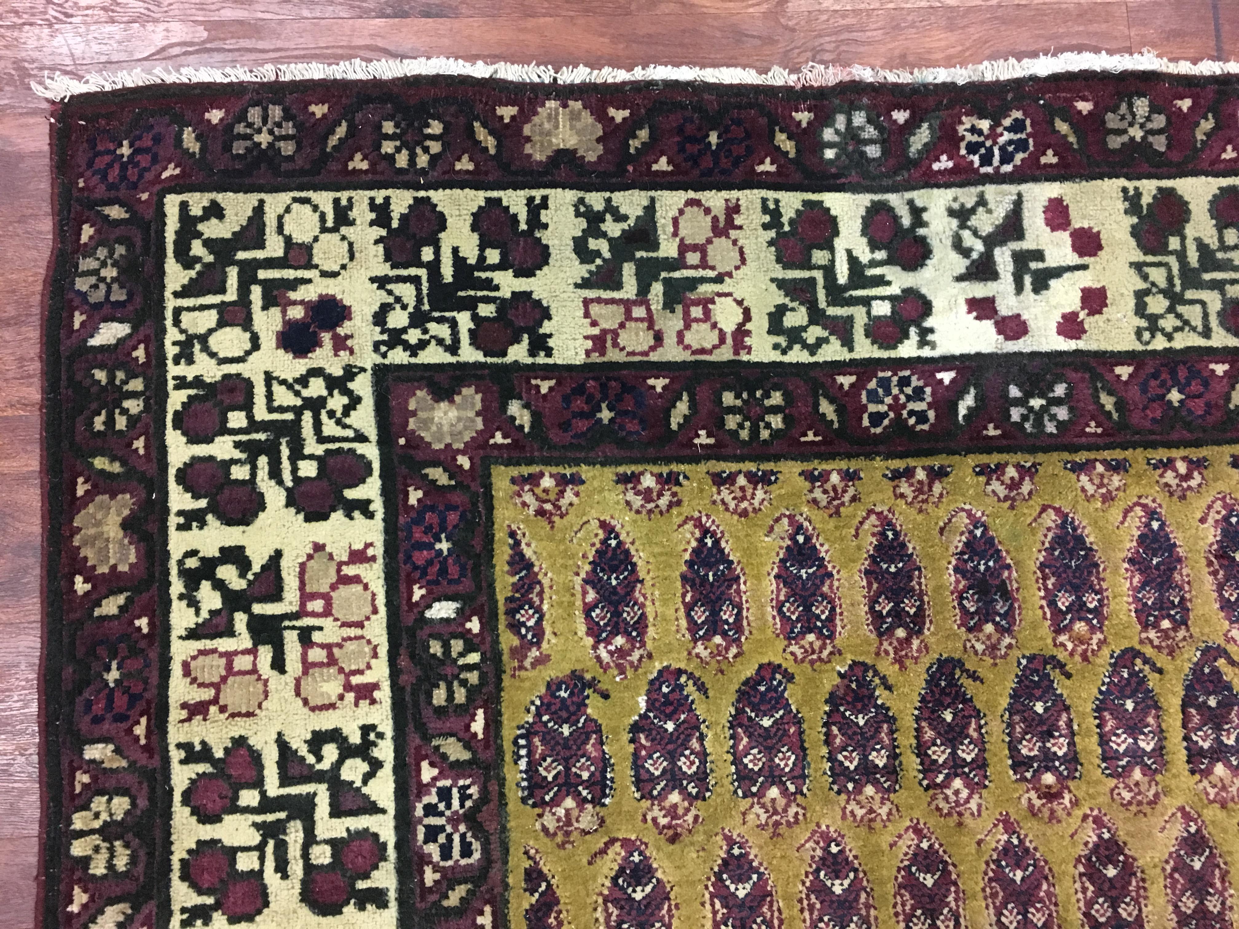Hand-Knotted Antique Paisley Design Agra, circa 1900 For Sale