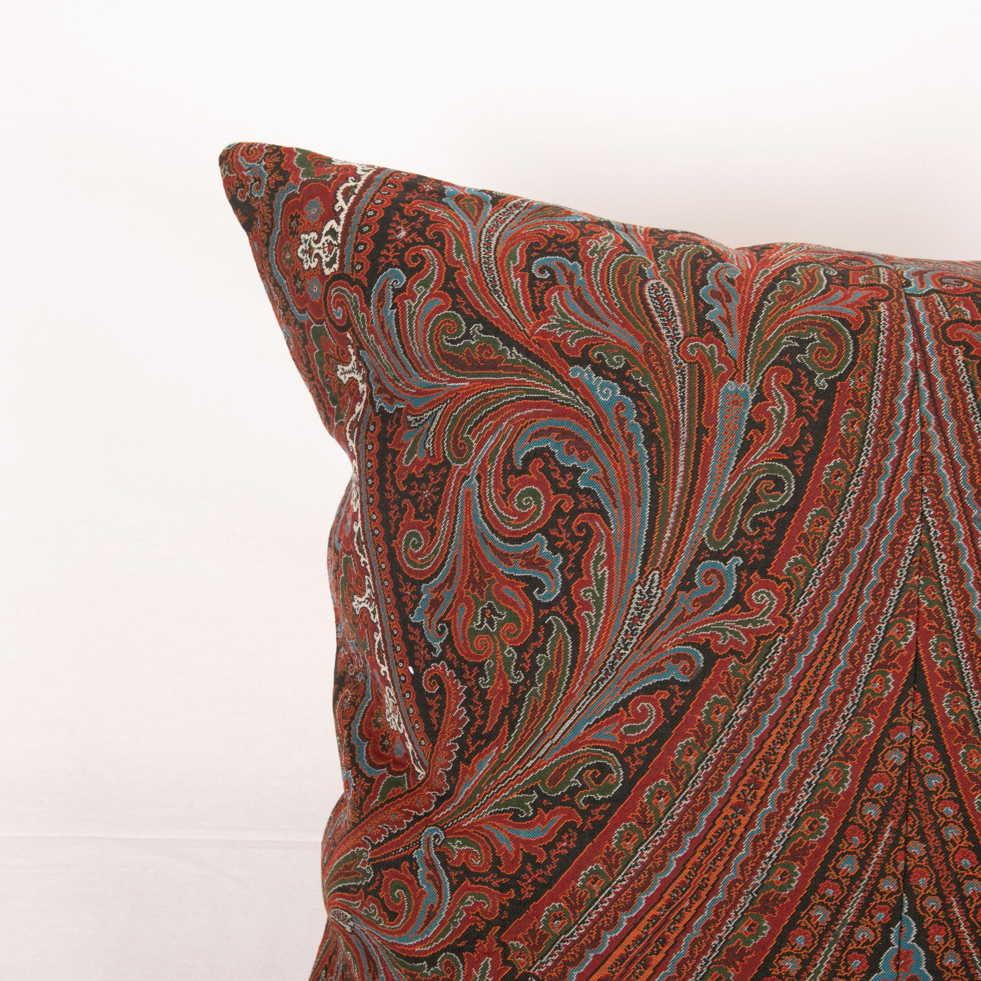 French Antique Paisley Shawl Pillow, 19th C.