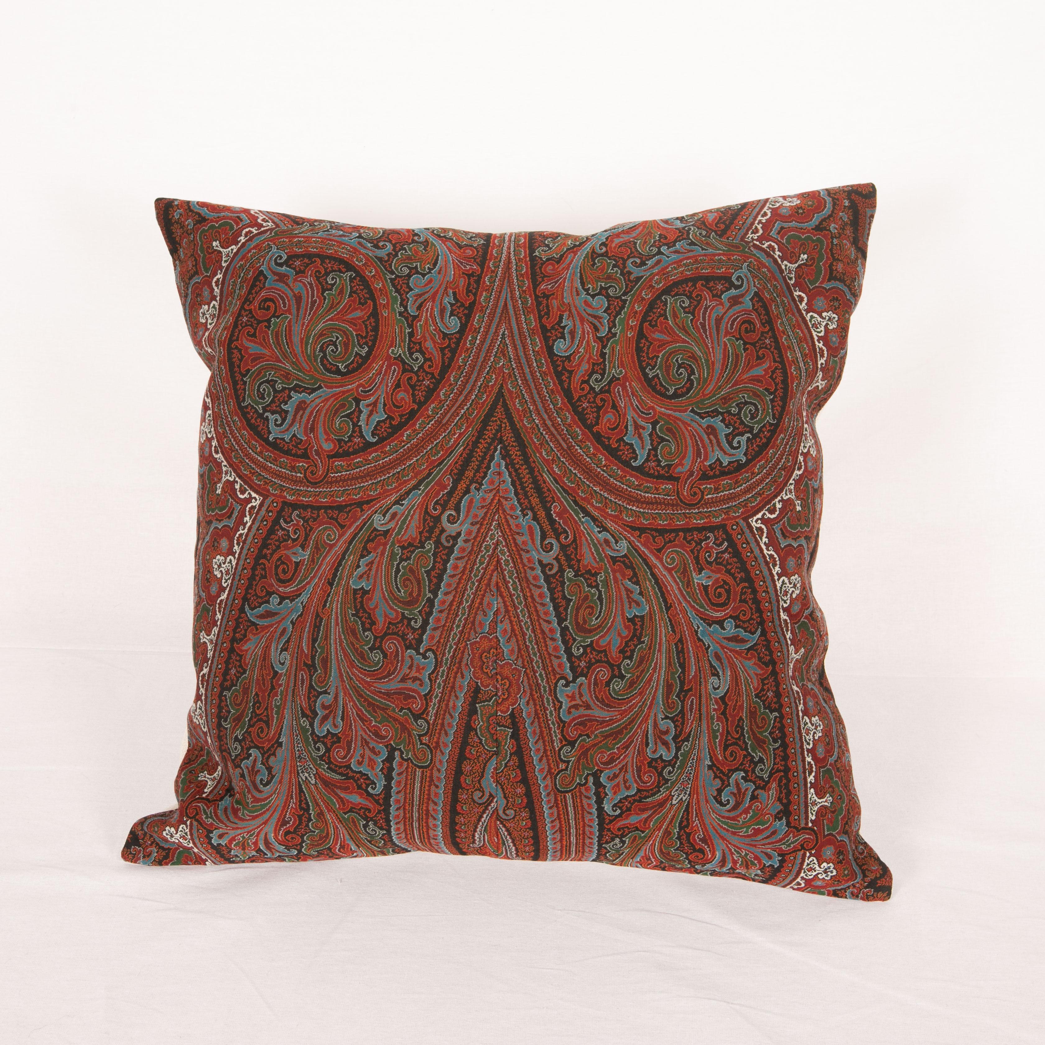 French Antique Paisley Shawl Pillow, 19th C.