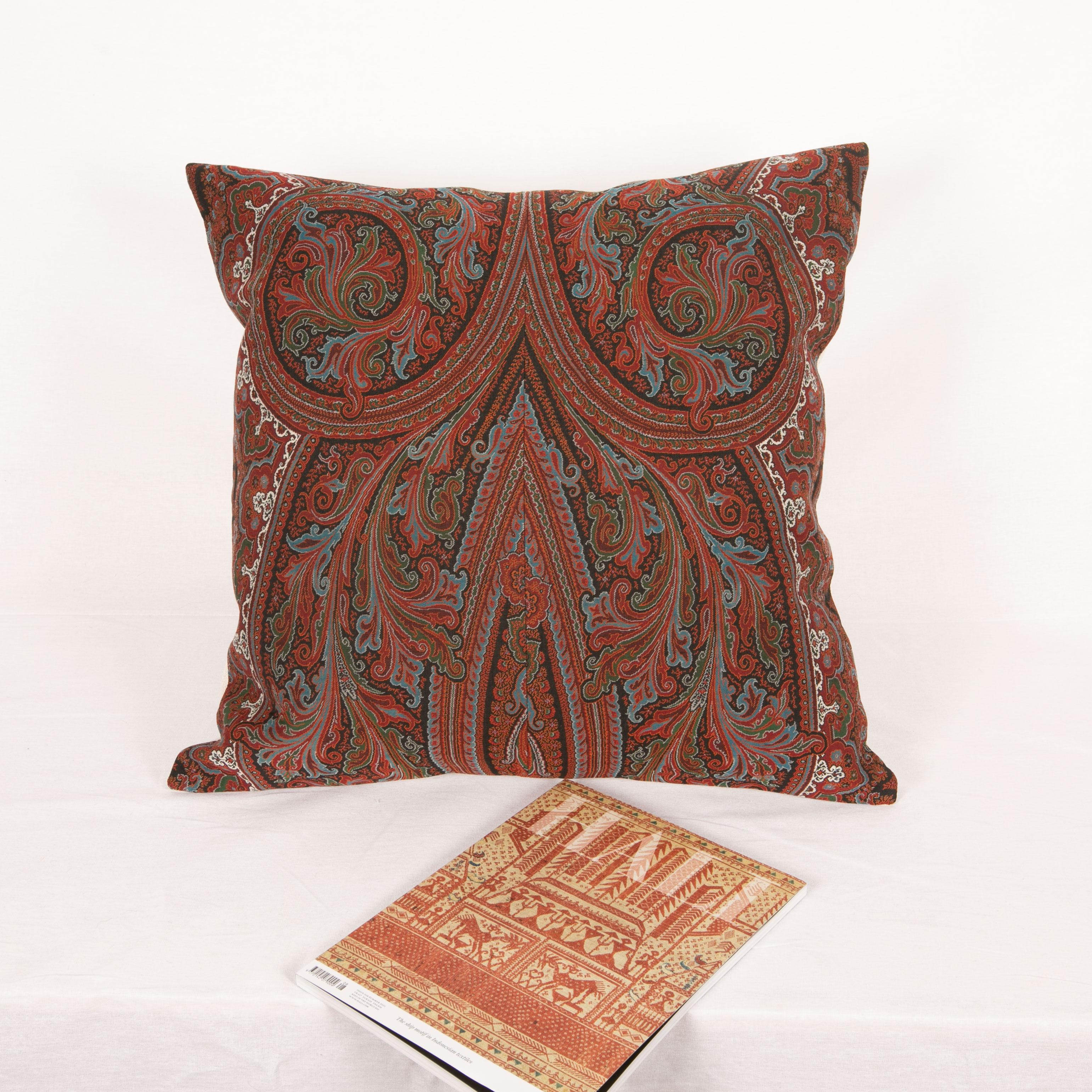 Wool Antique Paisley Shawl Pillow, 19th C.