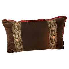 Antique Paisley Trimmed Velvet and Taffeta Pillow