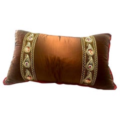 Antique Paisley Trimmed Velvet and Taffeta Pillow