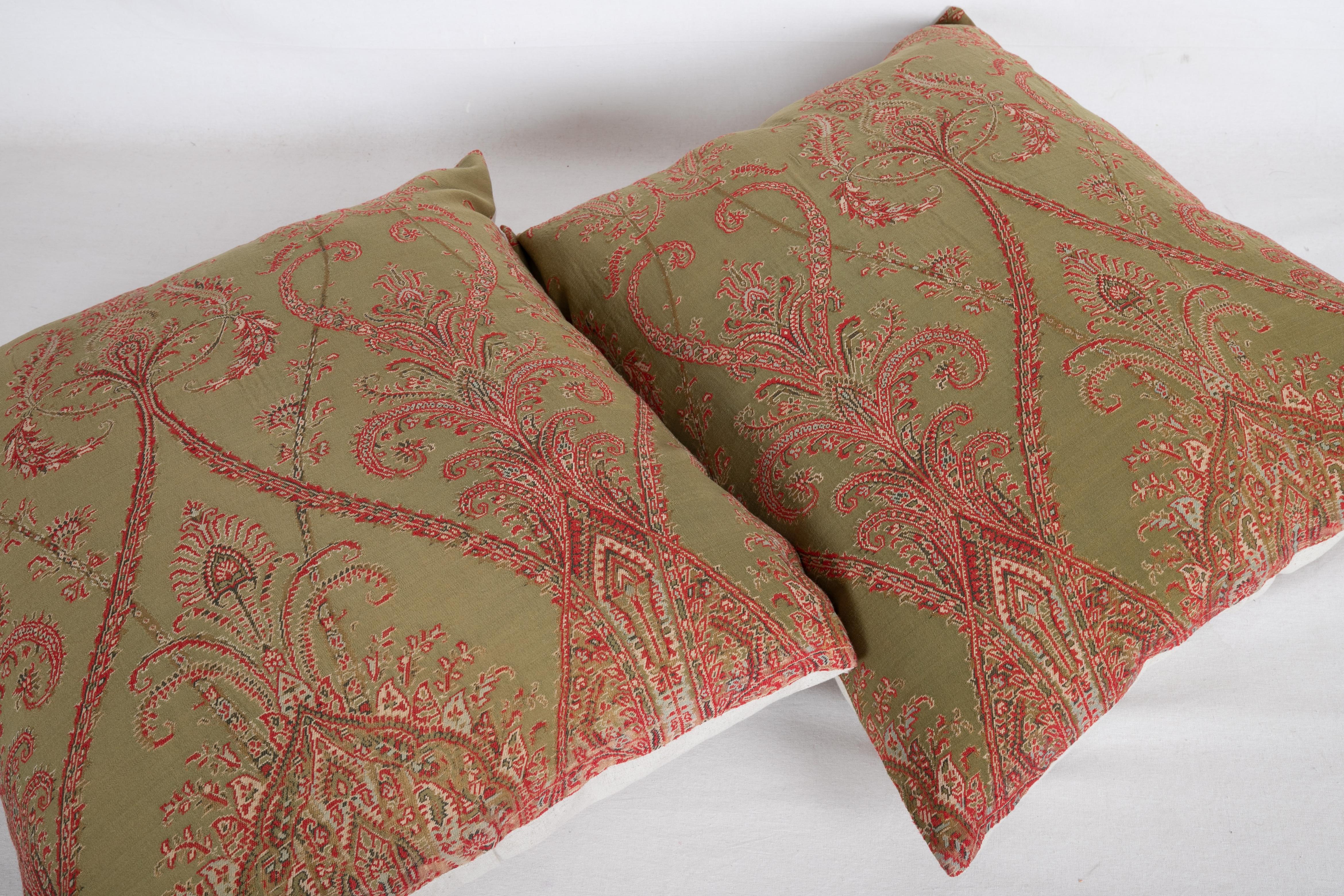 Antique Paisley Wool Pillow Cases, 19th Century For Sale 1