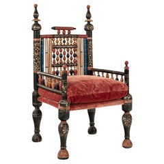 Antique Pakistani Punjabi Wooden Tribal Arm Chair