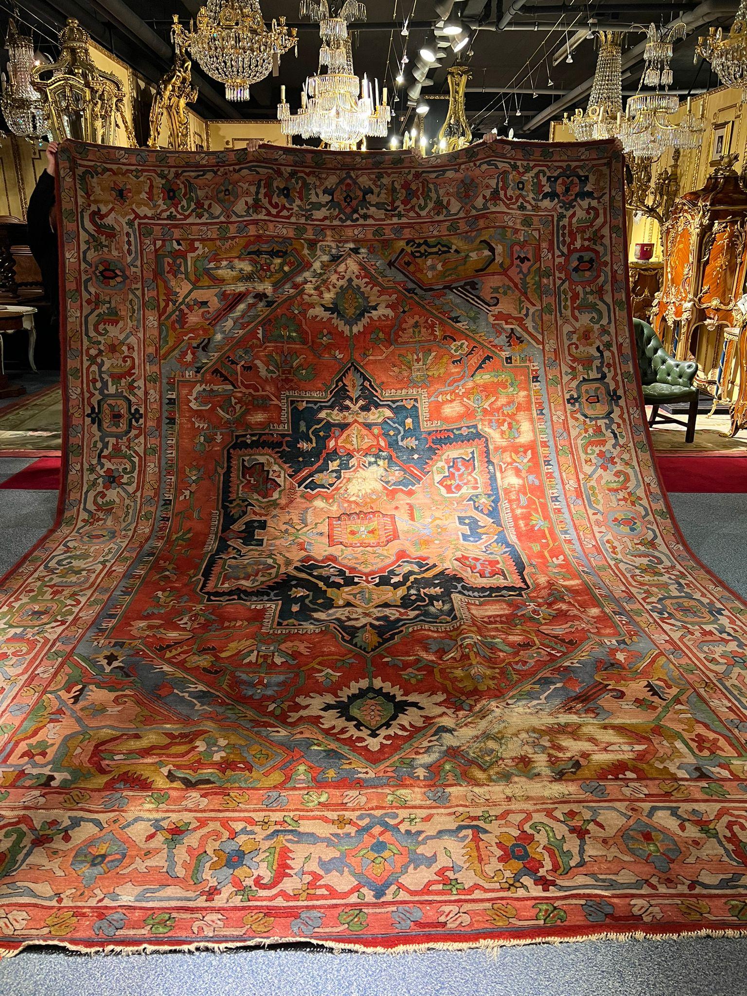 Antique Palace Carpet Tefset with Heriz Pattern Oversize For Sale 10