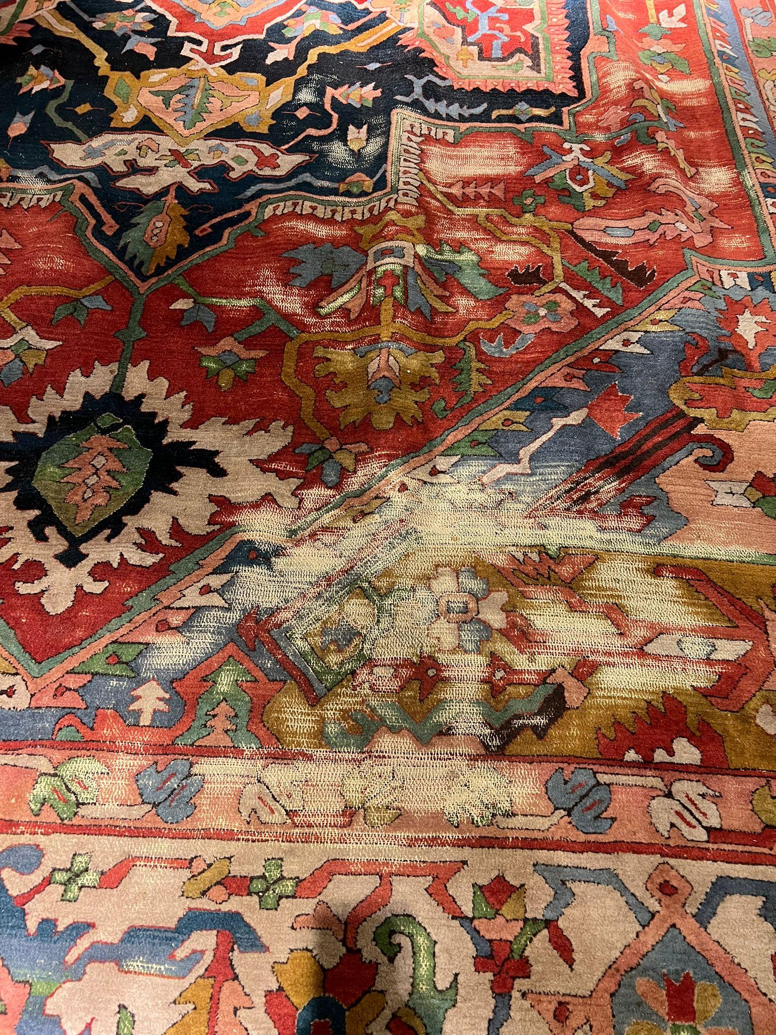 German Antique Palace Carpet Tefset with Heriz Pattern Oversize For Sale