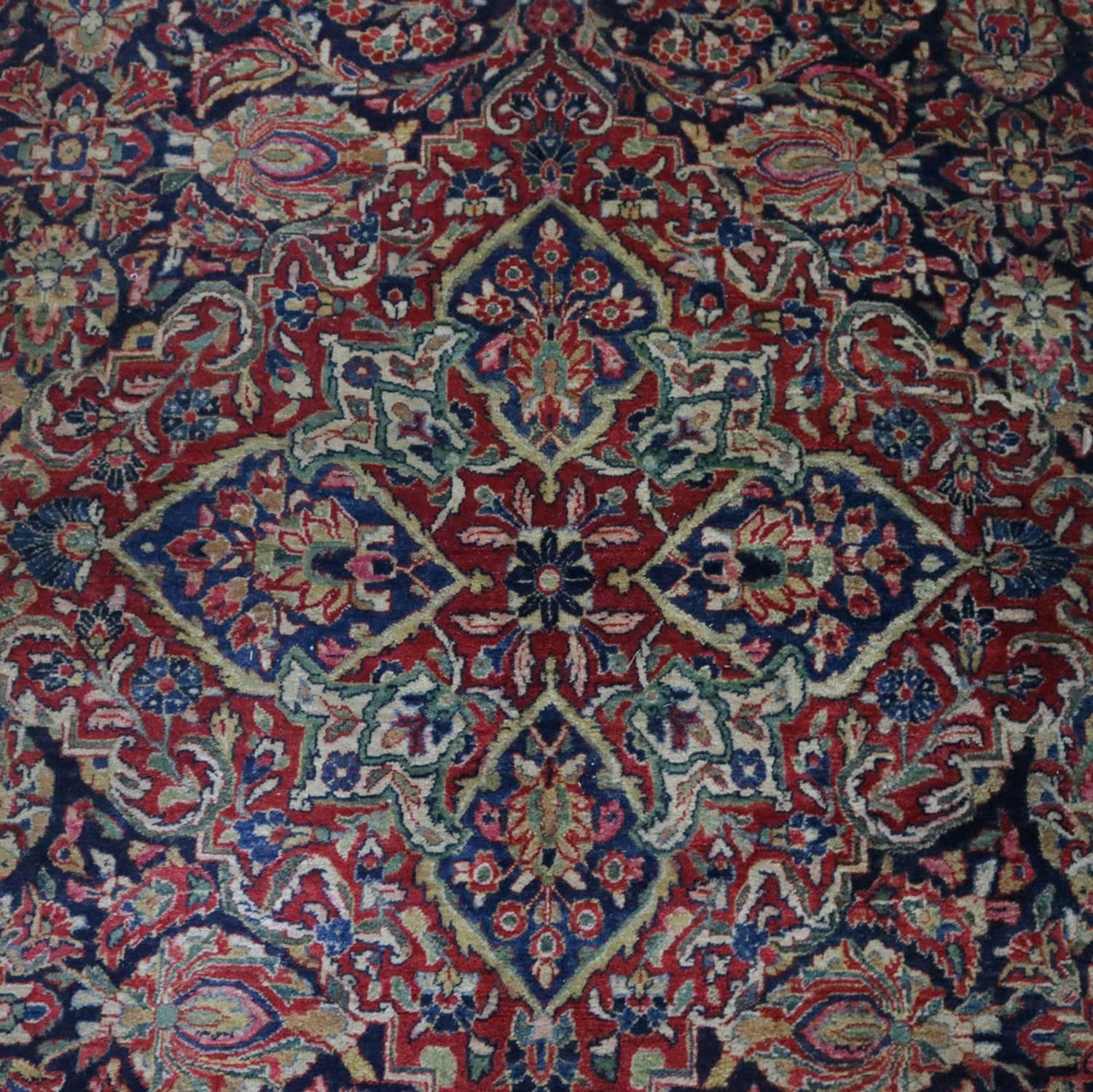 Antique Palace Size Hand-Knotted Wool Sarouk Persian Carpet, circa 1930 1