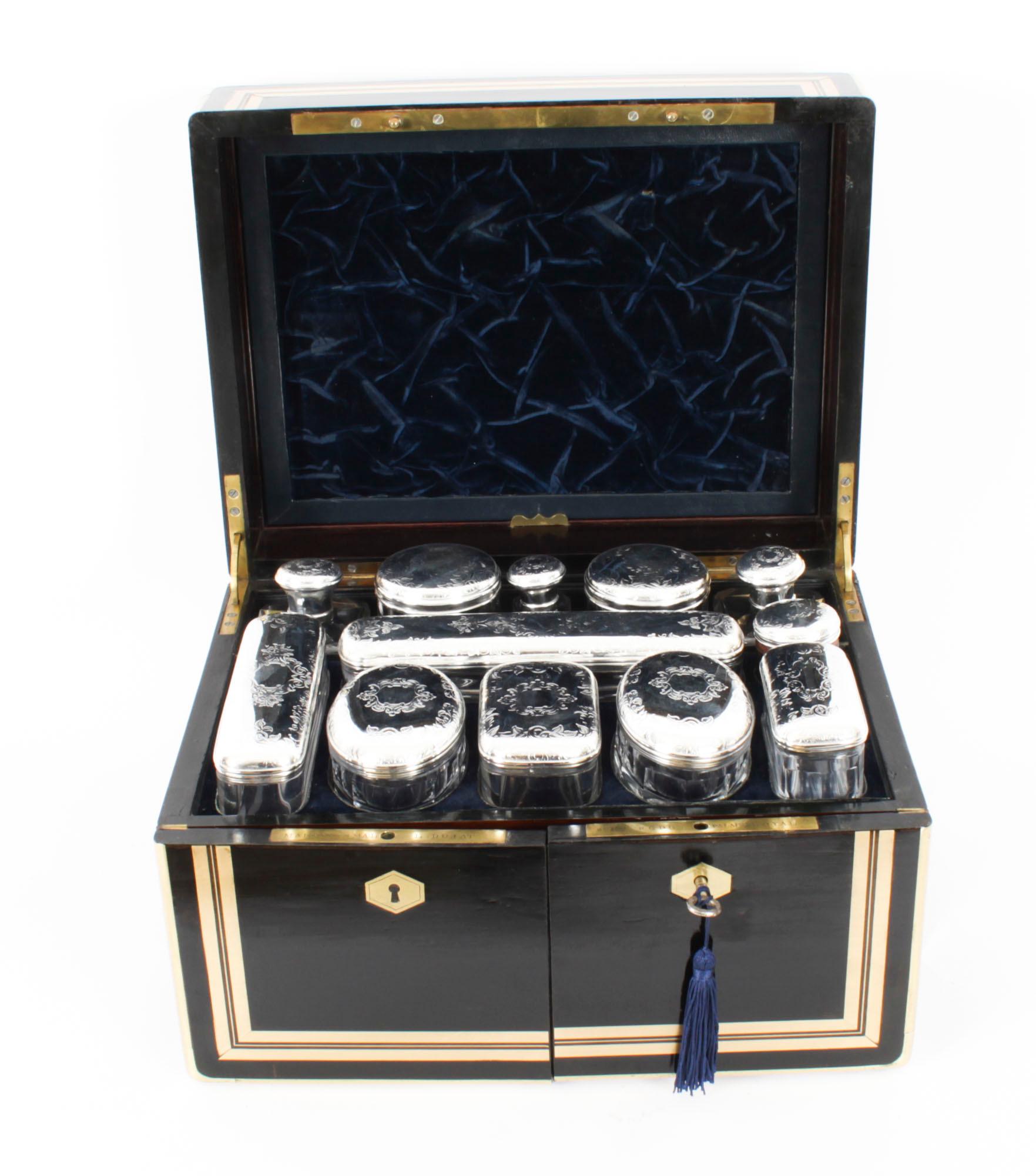Antique Palais Royal French Casket Necessaire Vanity Chest by L. Dujat 19th C For Sale 3