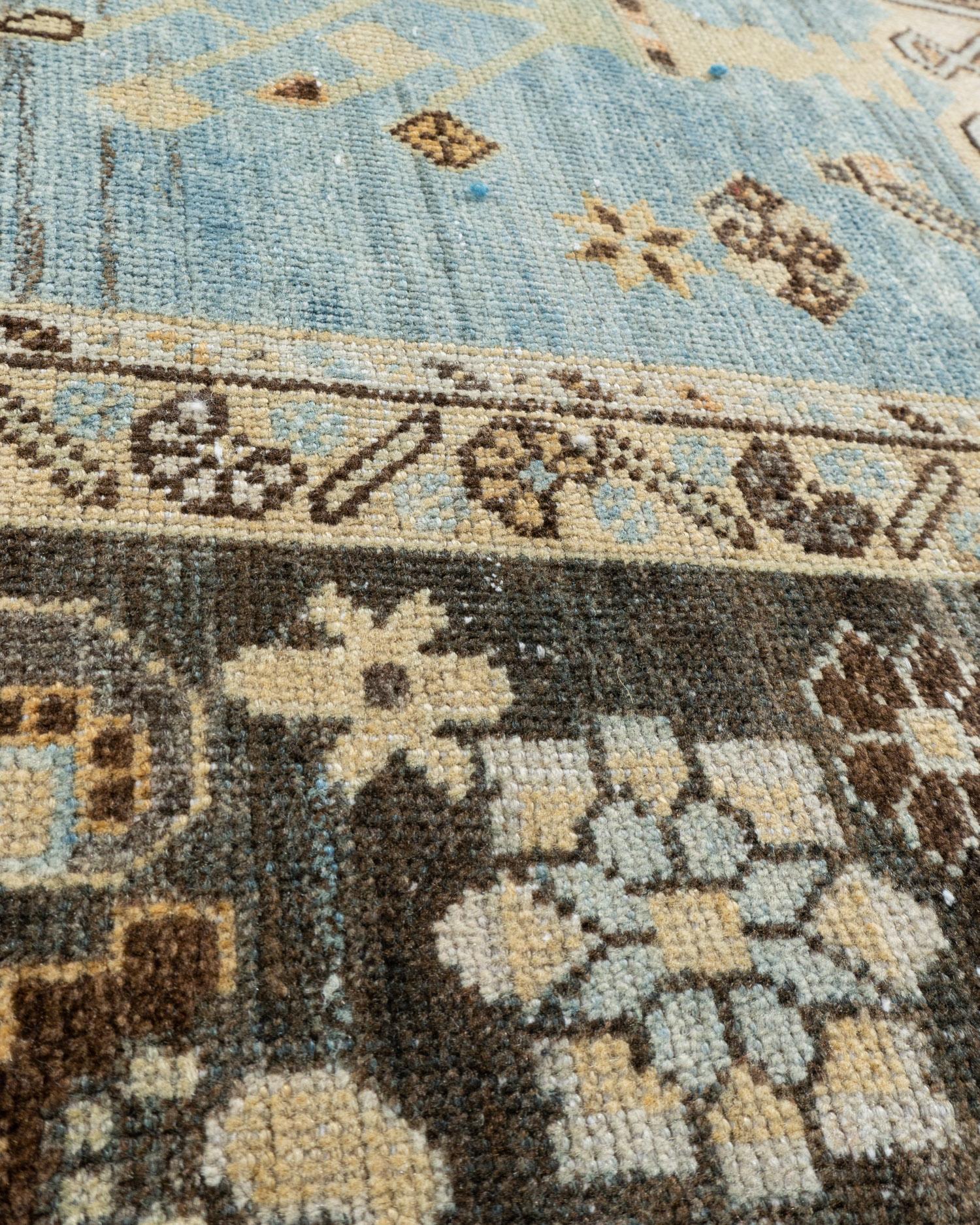 Antique Pale Blue Turkish Sivas Area Rug  4'8 x 6' In Good Condition In New York, NY