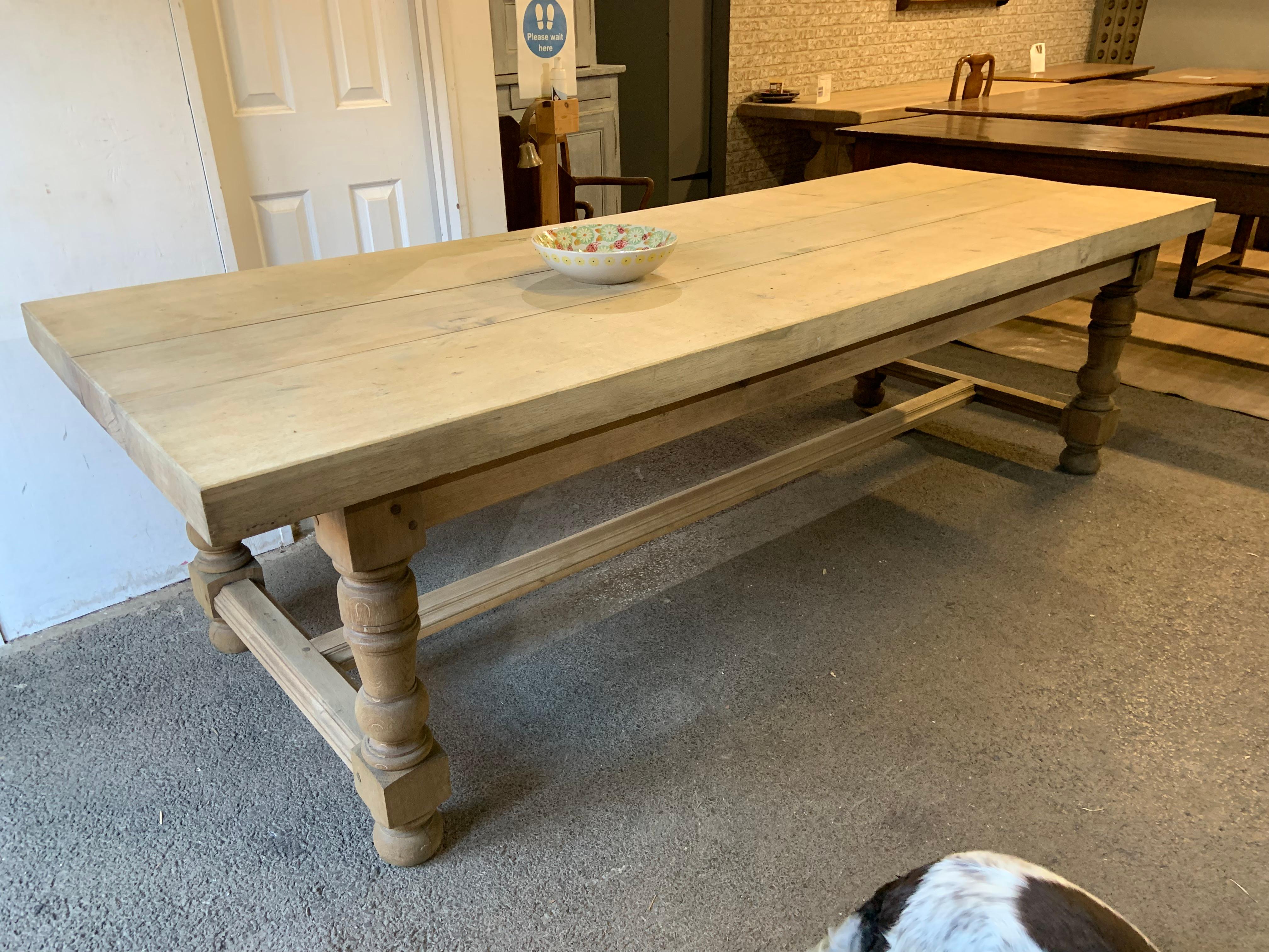 Antique Pale Oak Farmhouse Table For Sale at 1stDibs