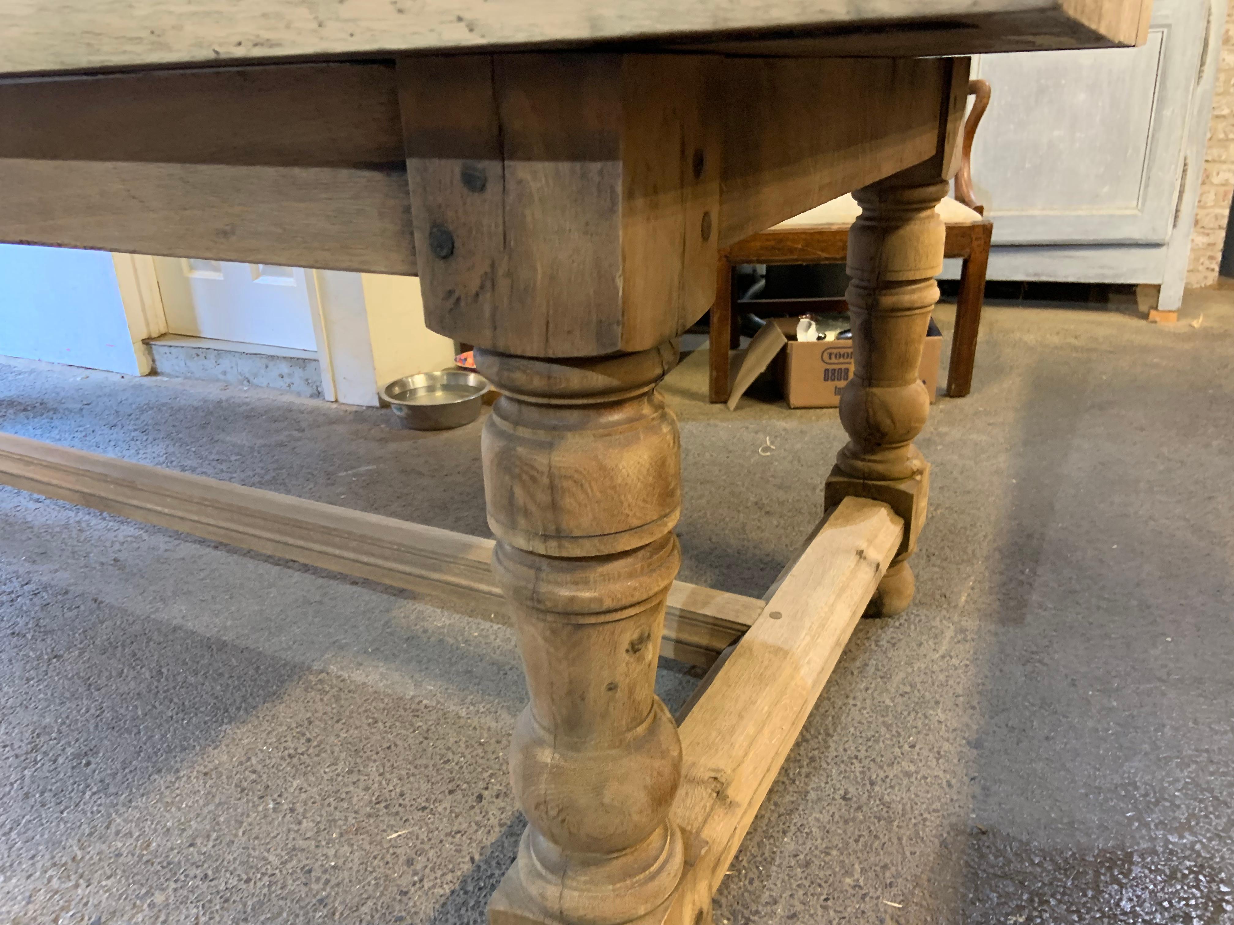 Antique Pale Oak Farmhouse Table For Sale at 1stDibs