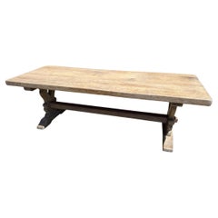 Antique Pale Oak Trestle Dining Table