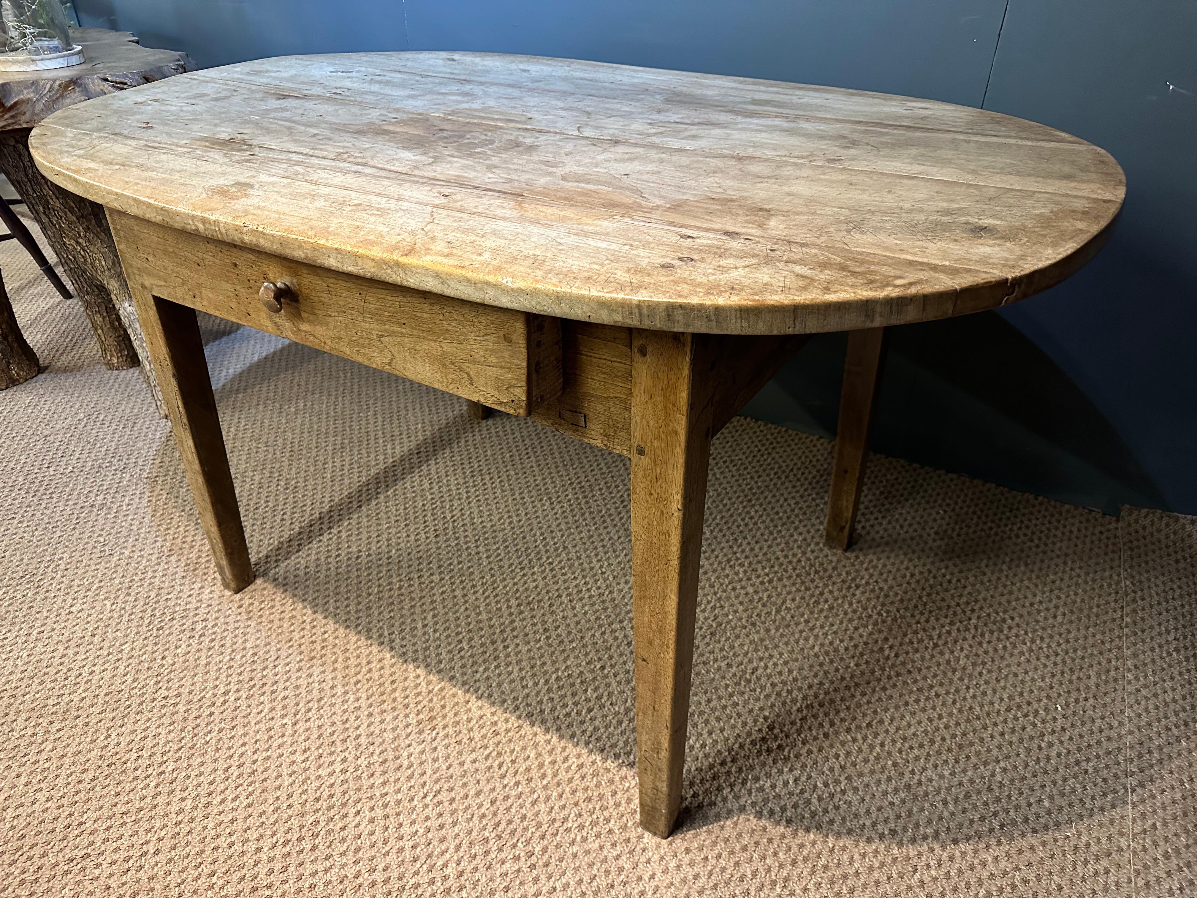 French Antique Pale Oval Dining Table