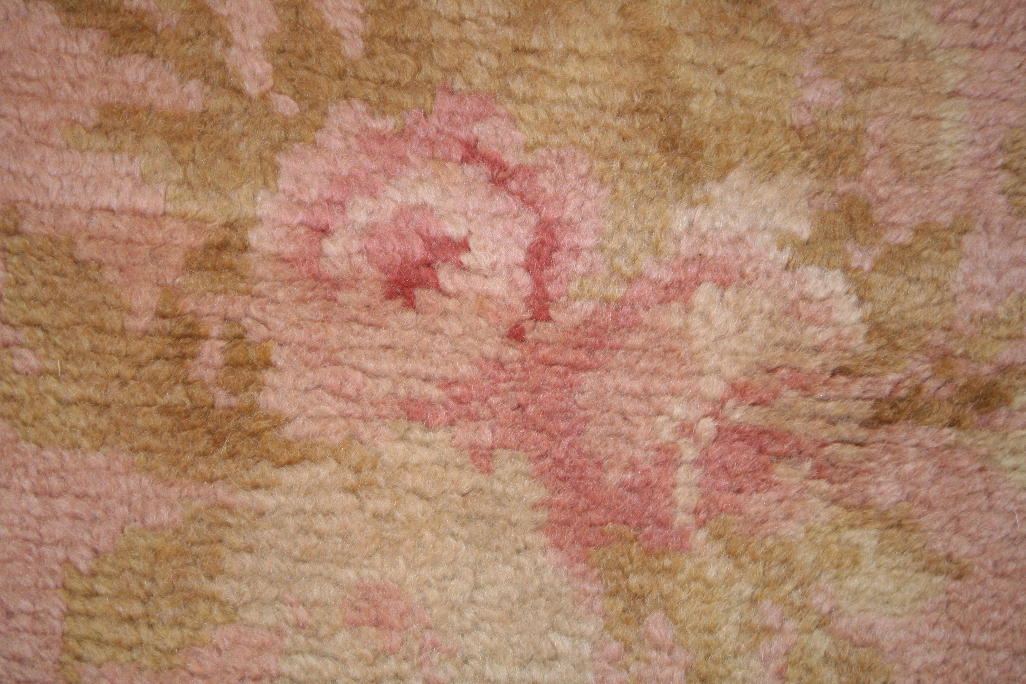 Hand-Knotted Antique Pale Pink Austrian Savonnerie Rug For Sale
