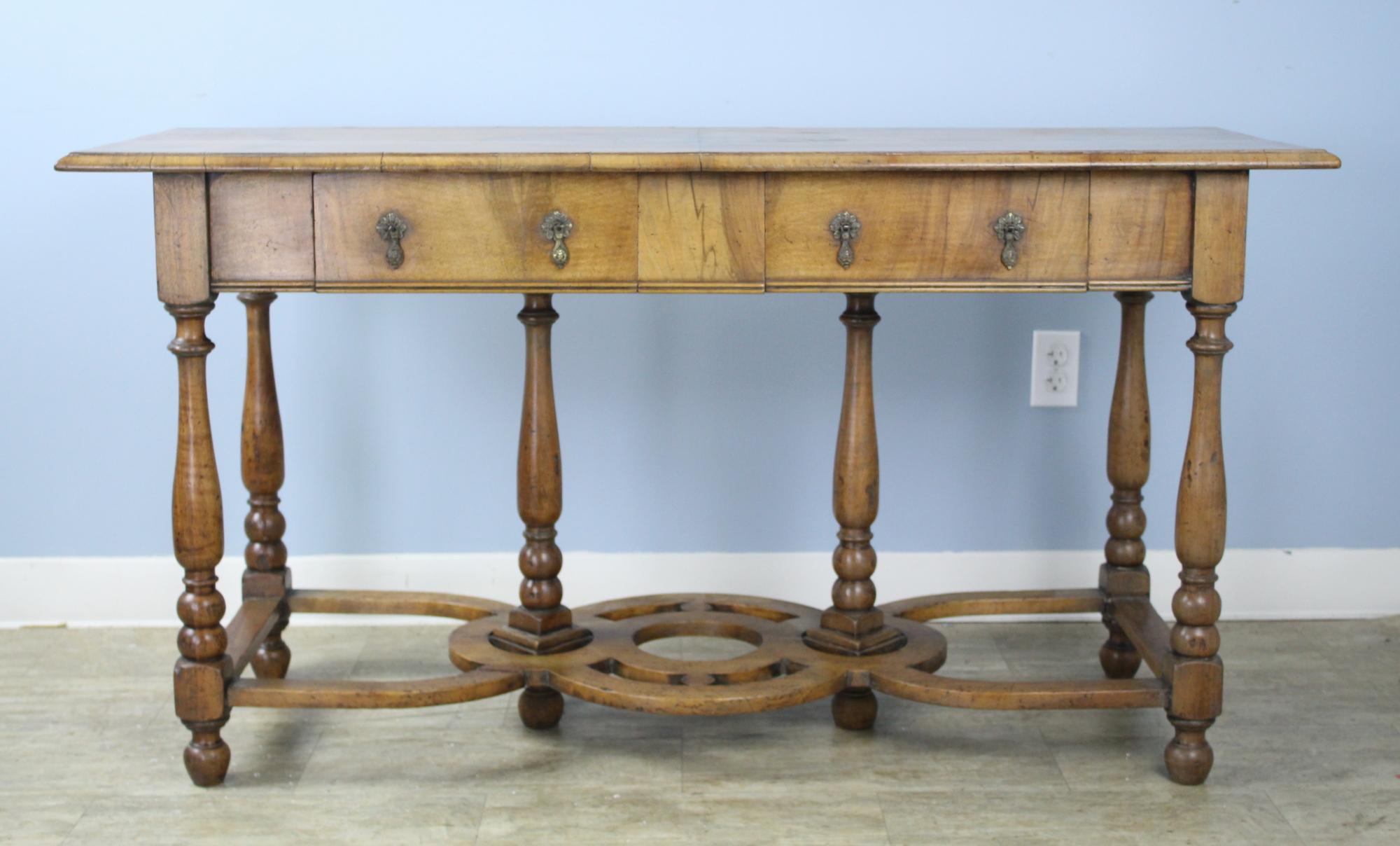 French Antique Pale Walnut Console