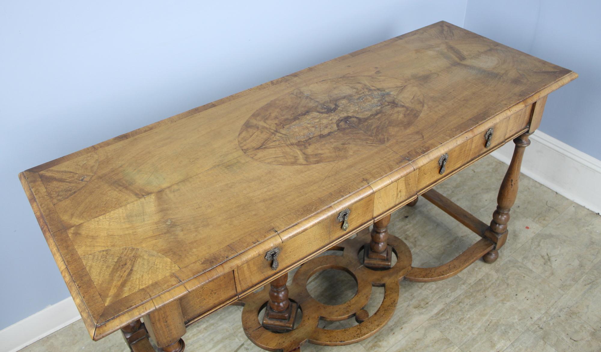 Antique Pale Walnut Console 3