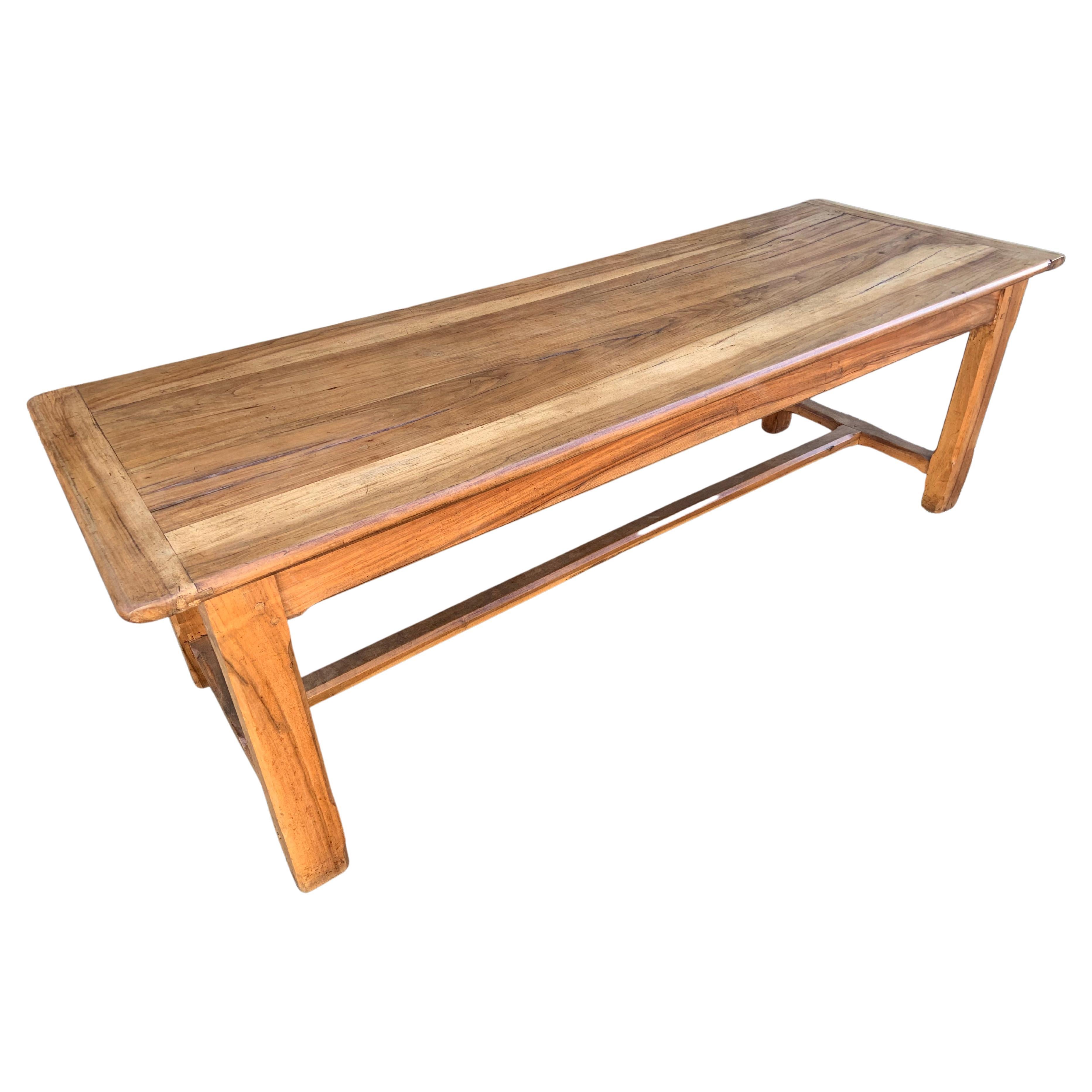 Antique Pale Walnut H Stretcher Table For Sale
