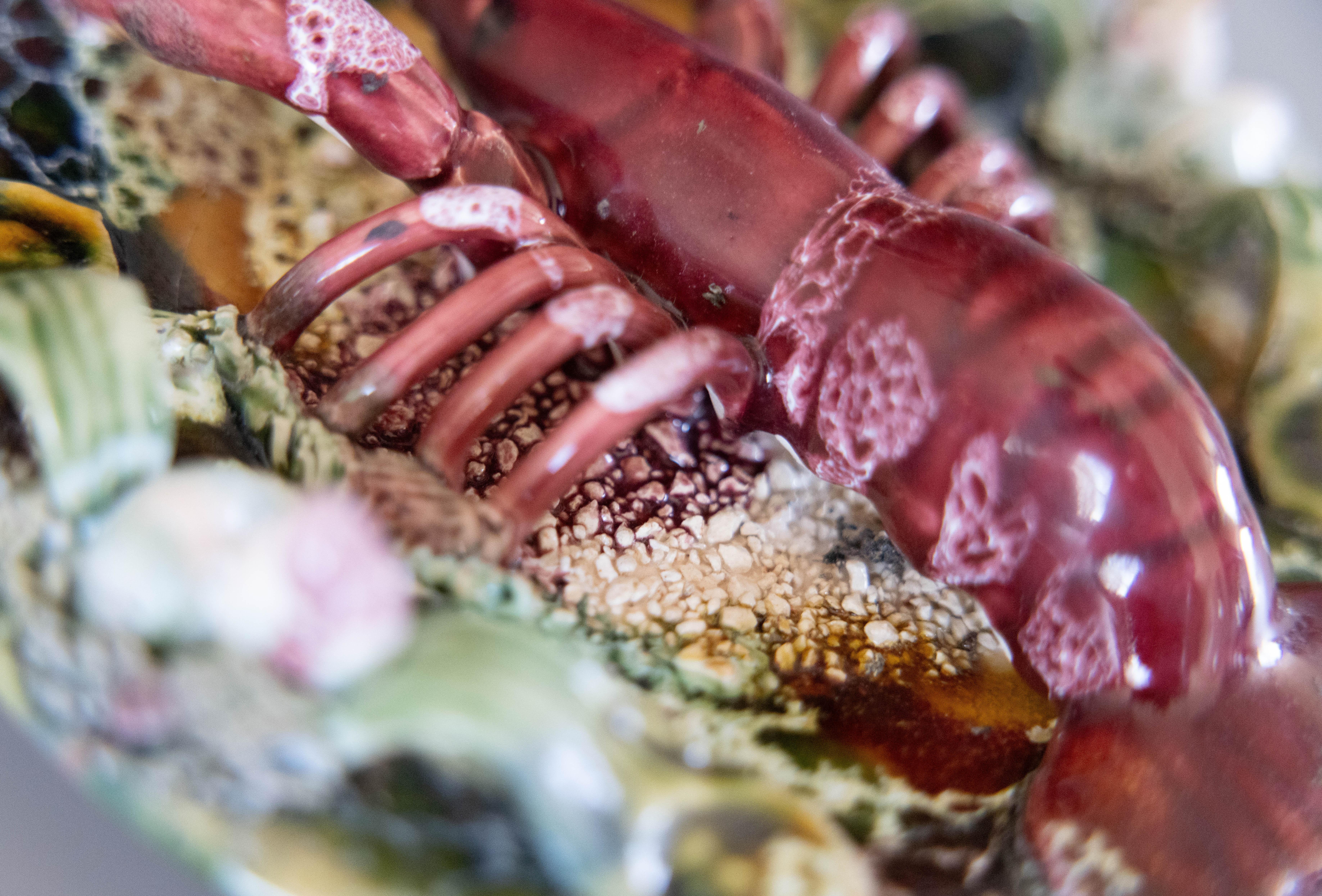 Début du 20ème siècle Assiette à homard antique en majolique de Palissy en vente