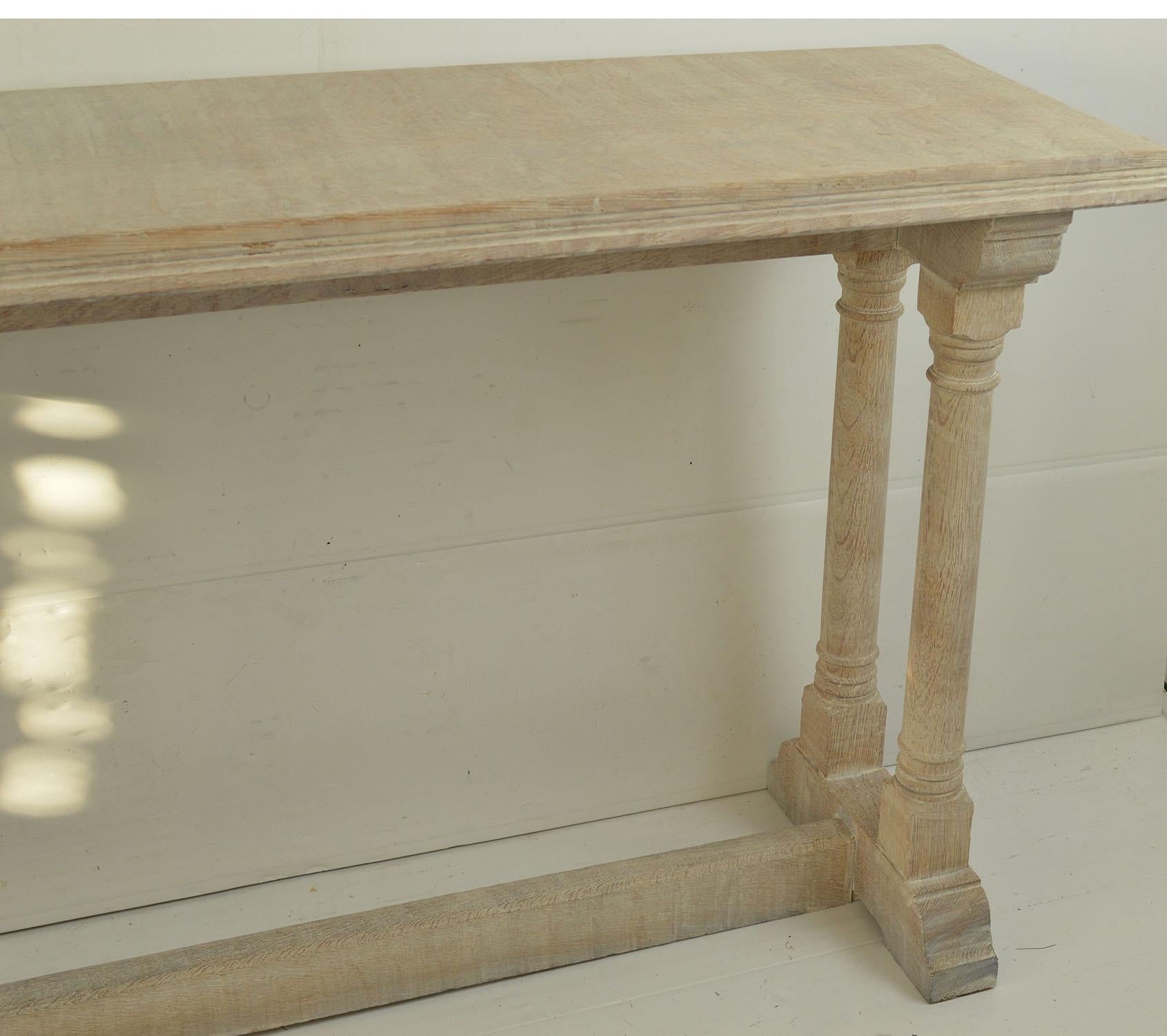limed oak console table