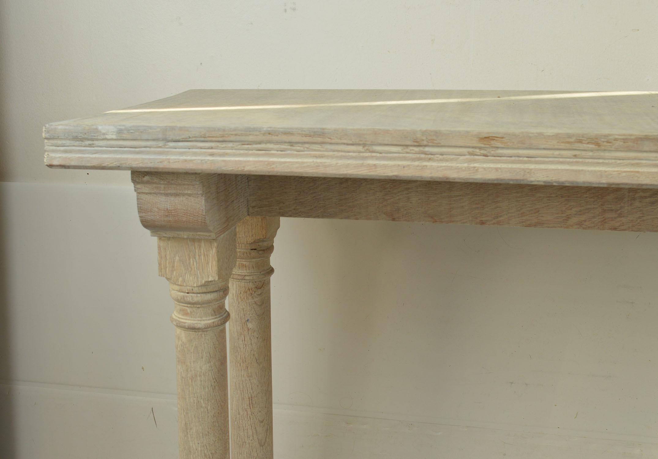 English Antique Palladian Style Limed Oak Console or Sofa Table
