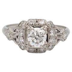 Antique Palladium Old European Cut Diamond Engagement Ring