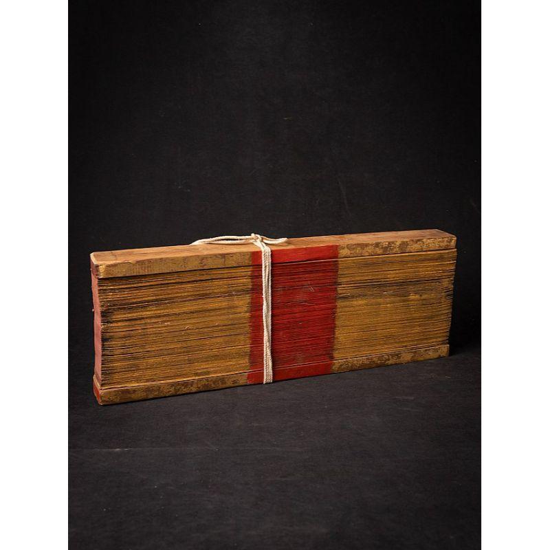 Wood Antique Palm Leave Manuscript Book from Burma