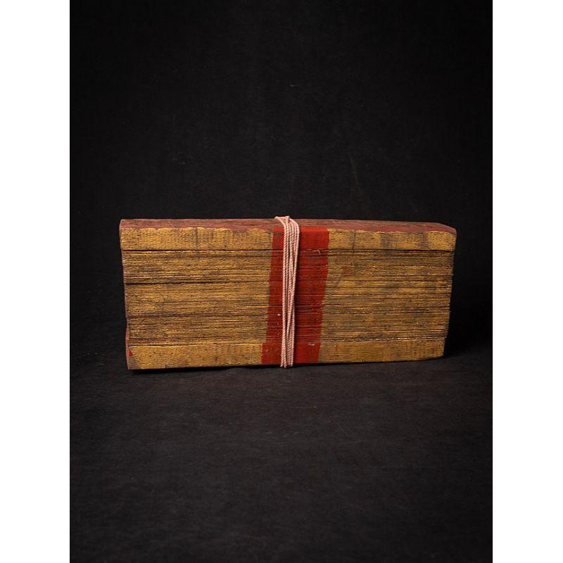 Wood Antique Palm Leave Manuscript Book from Burma