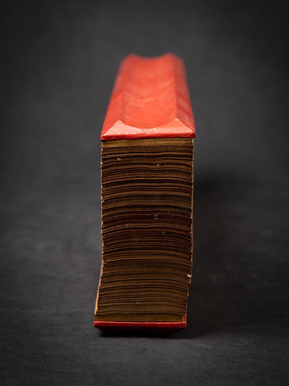 Antikes Palmblatt Manuskript Buch - Parabaik Buch aus Burma (Holz) im Angebot