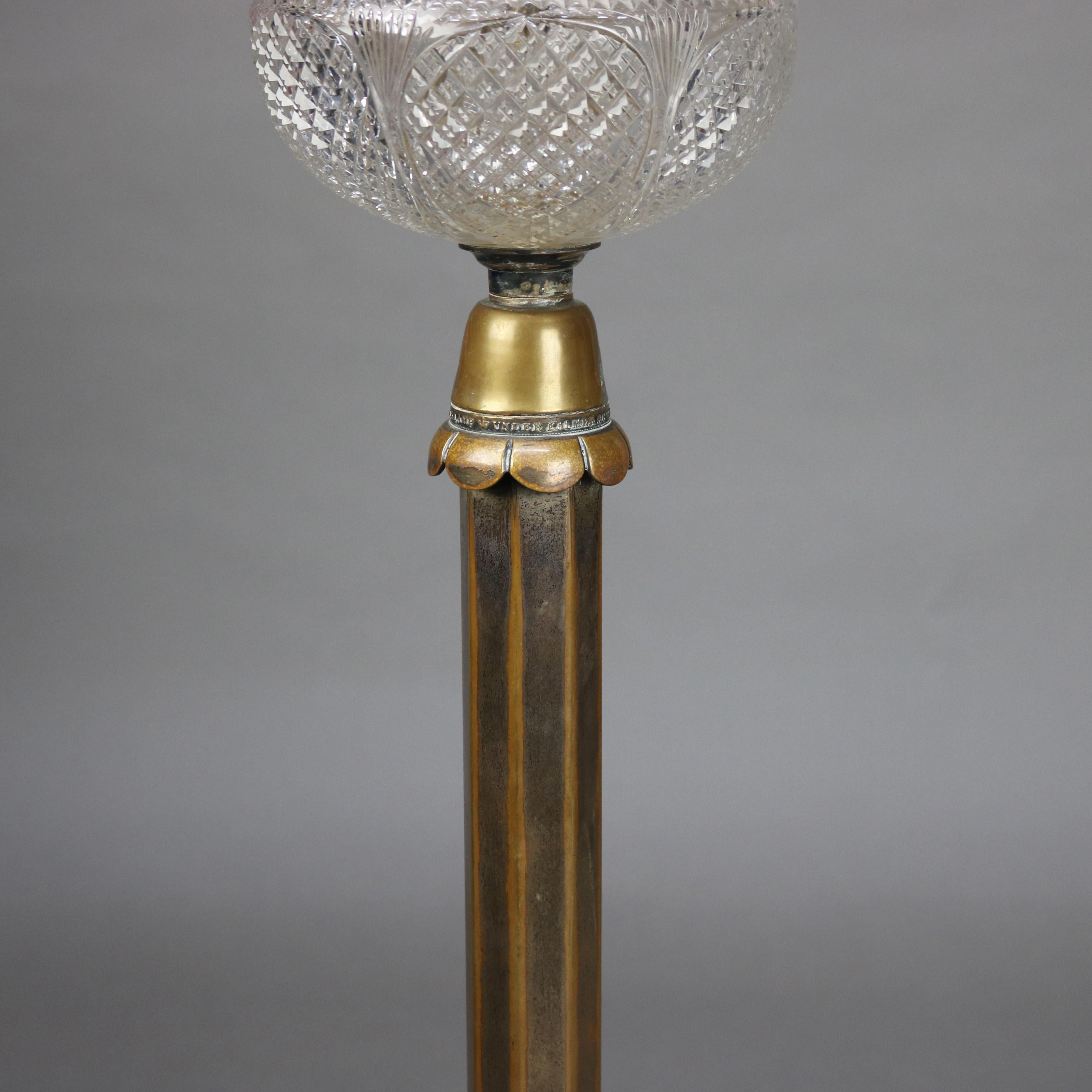 Antike Palmer & Co. Empire Bronze & Kristall Öllampe mit geschliffenem Glas Font C1840 (Gegossen) im Angebot