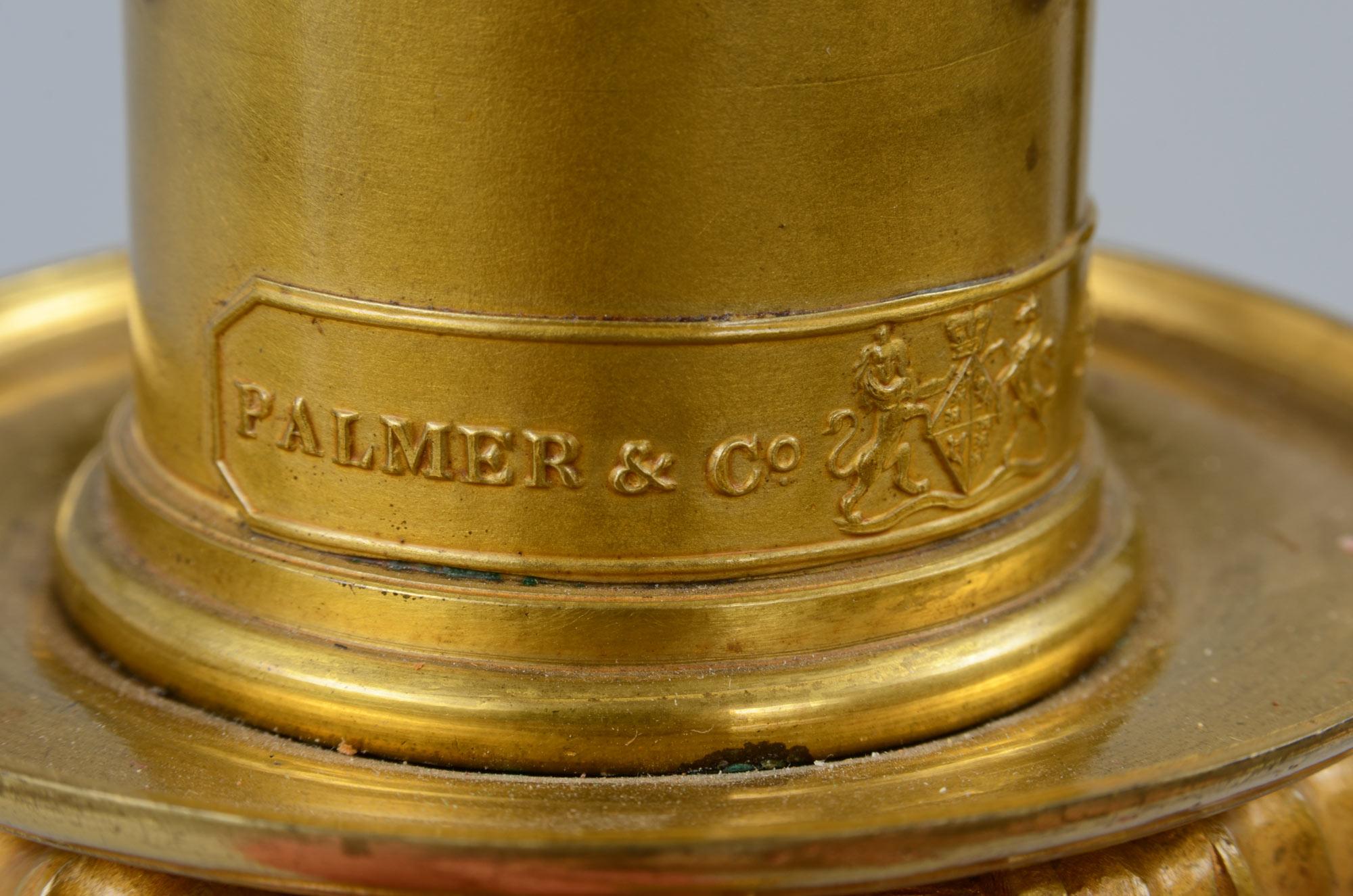 Gilt Antique Palmer & Co. Gilded Brass Lamp, circa 1835 For Sale