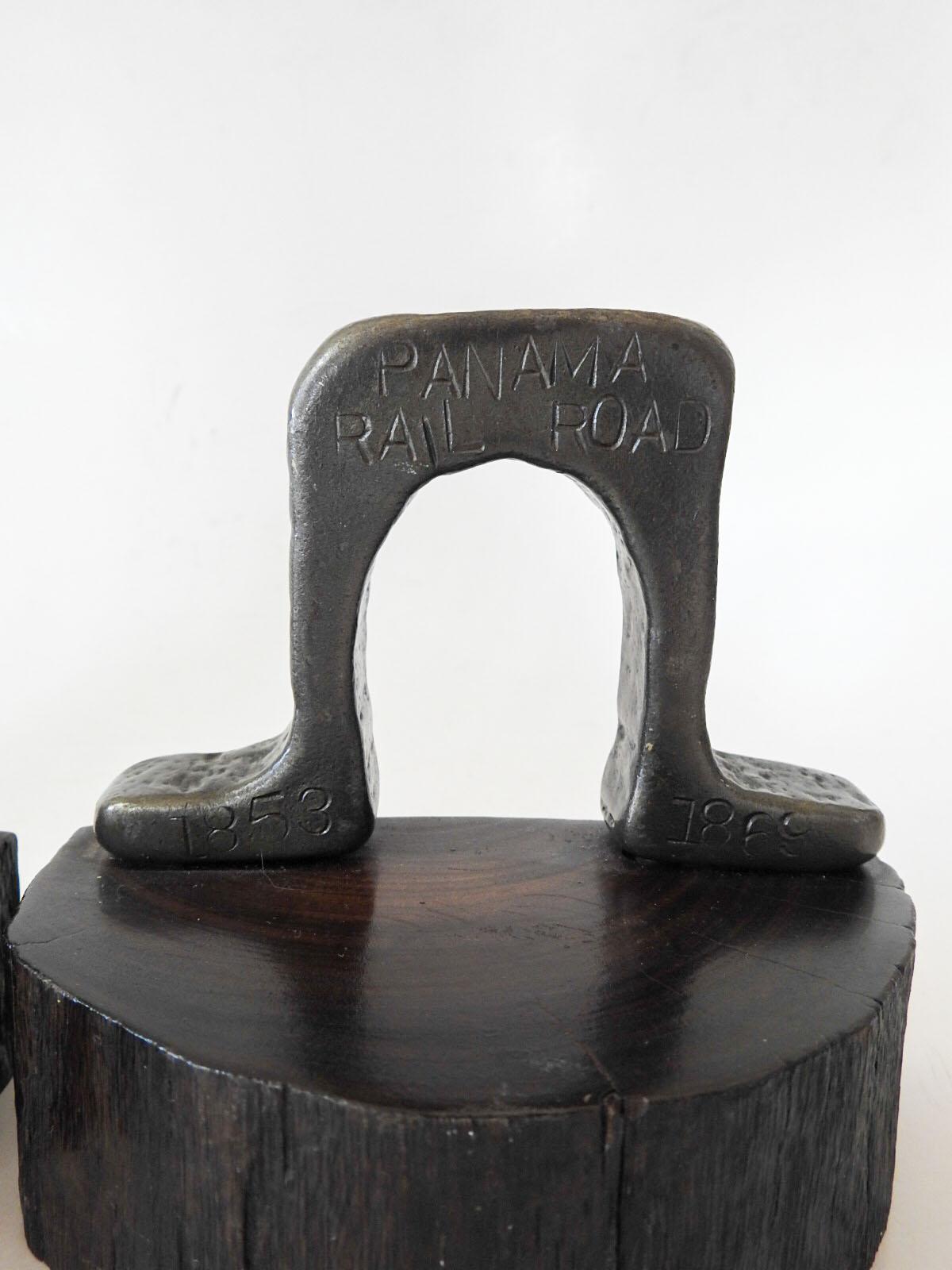 American Antique Panama Railroad Iron Track Bookends - a Pair For Sale