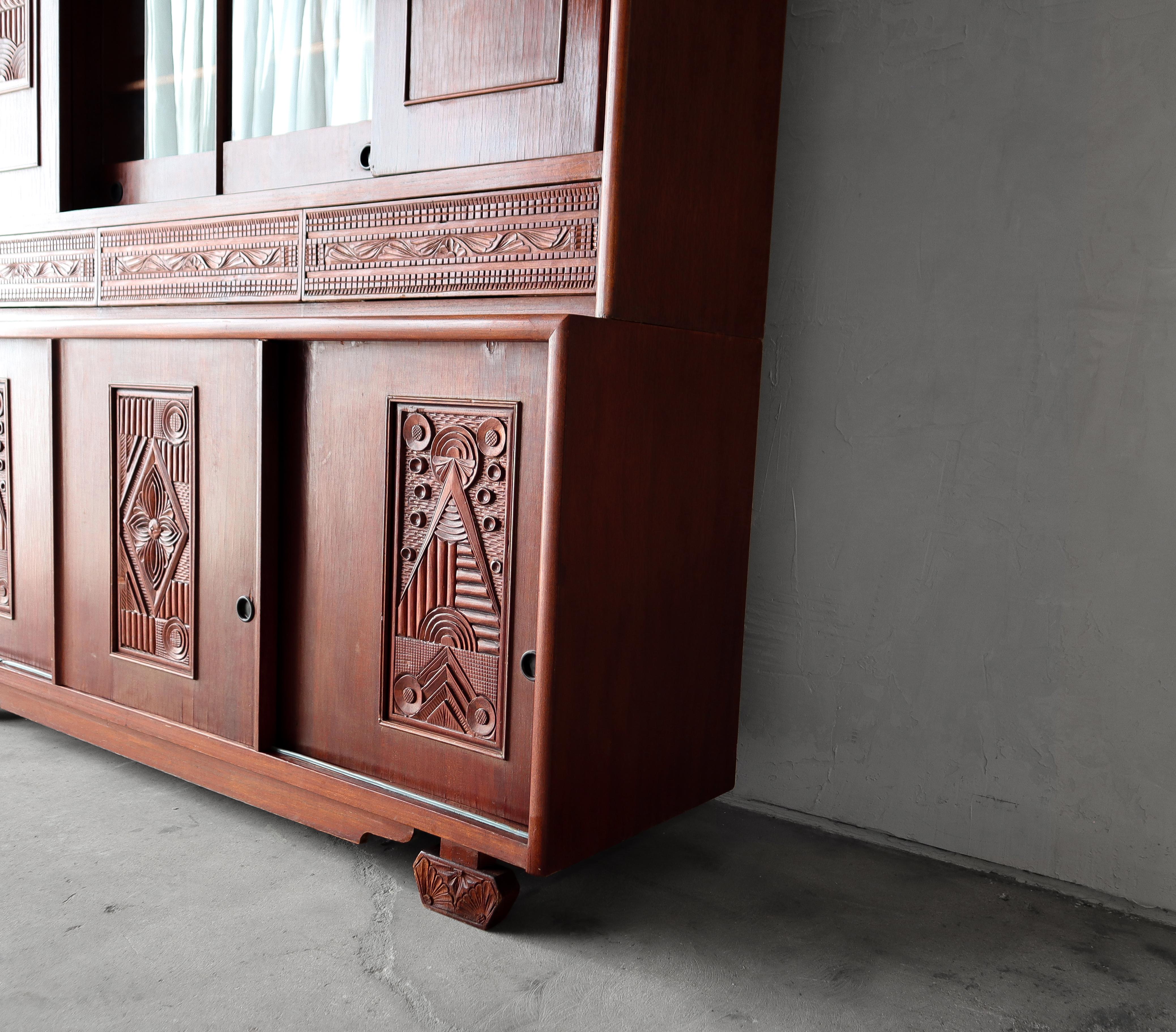 Antique Panelcarve Wood Hutch Cabinet For Sale 2