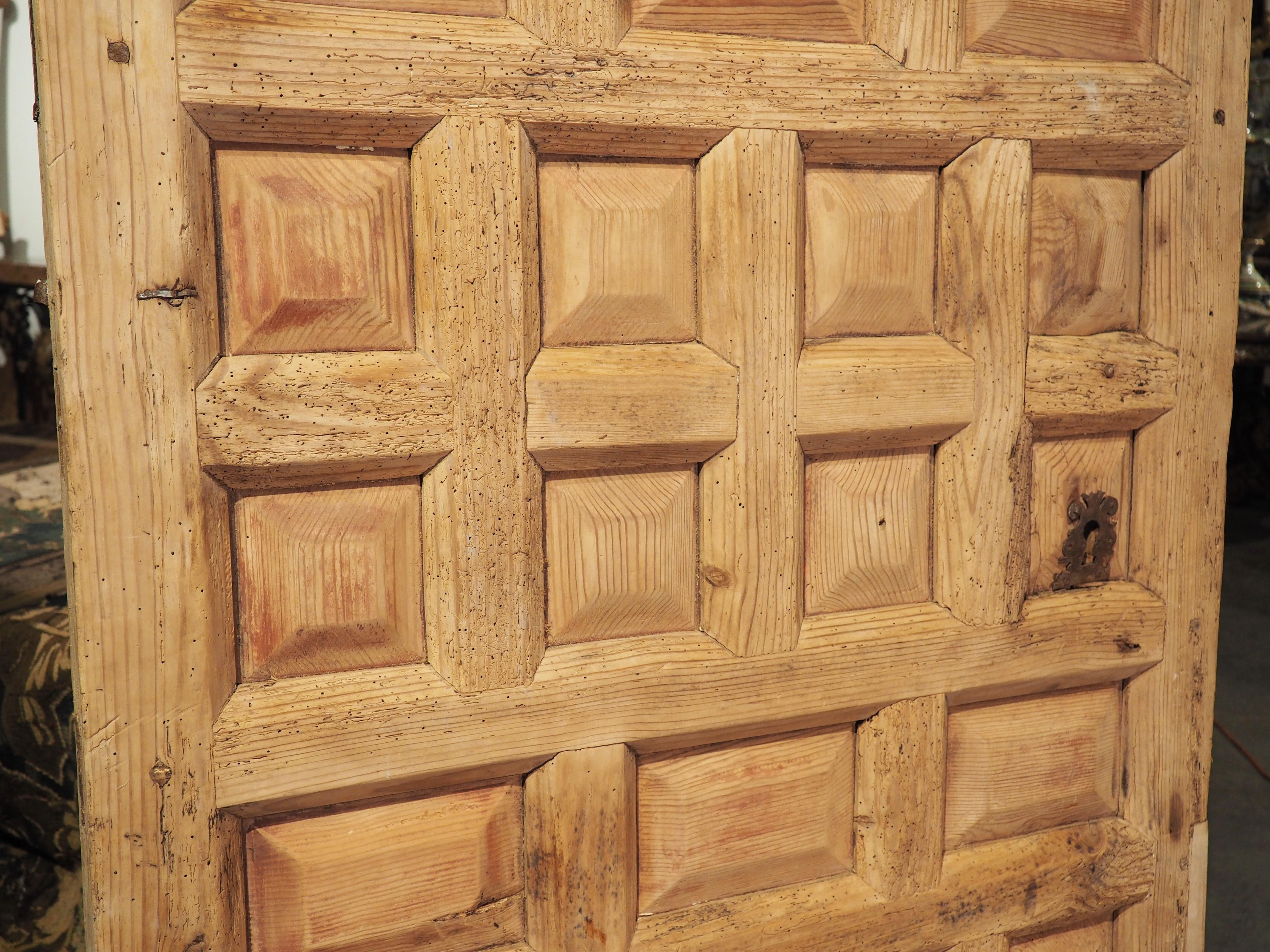 Hand-Carved Antique Paneled Farm Door from Spain, 19th Century