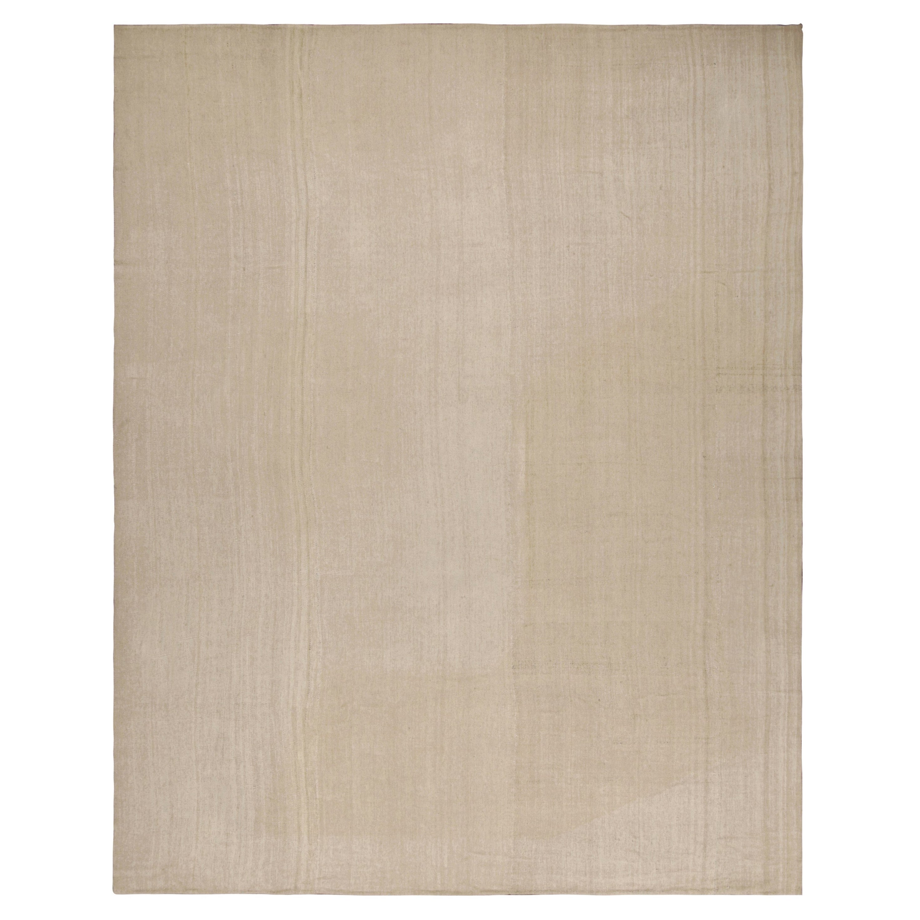 Antico Rug & Kilim persiano a pannelli e a tinta unita con striature beige in vendita