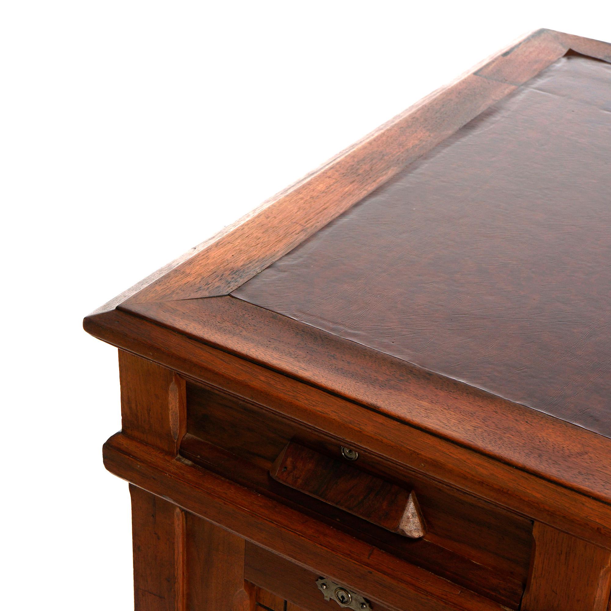 Antique Paneled Walnut Rotary Library Desk by Wooton, Indianapolis, Circa 1890 11