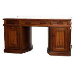 Antique Paneled Walnut Rotary Library Desk by Wooton, Indianapolis, Circa 1890