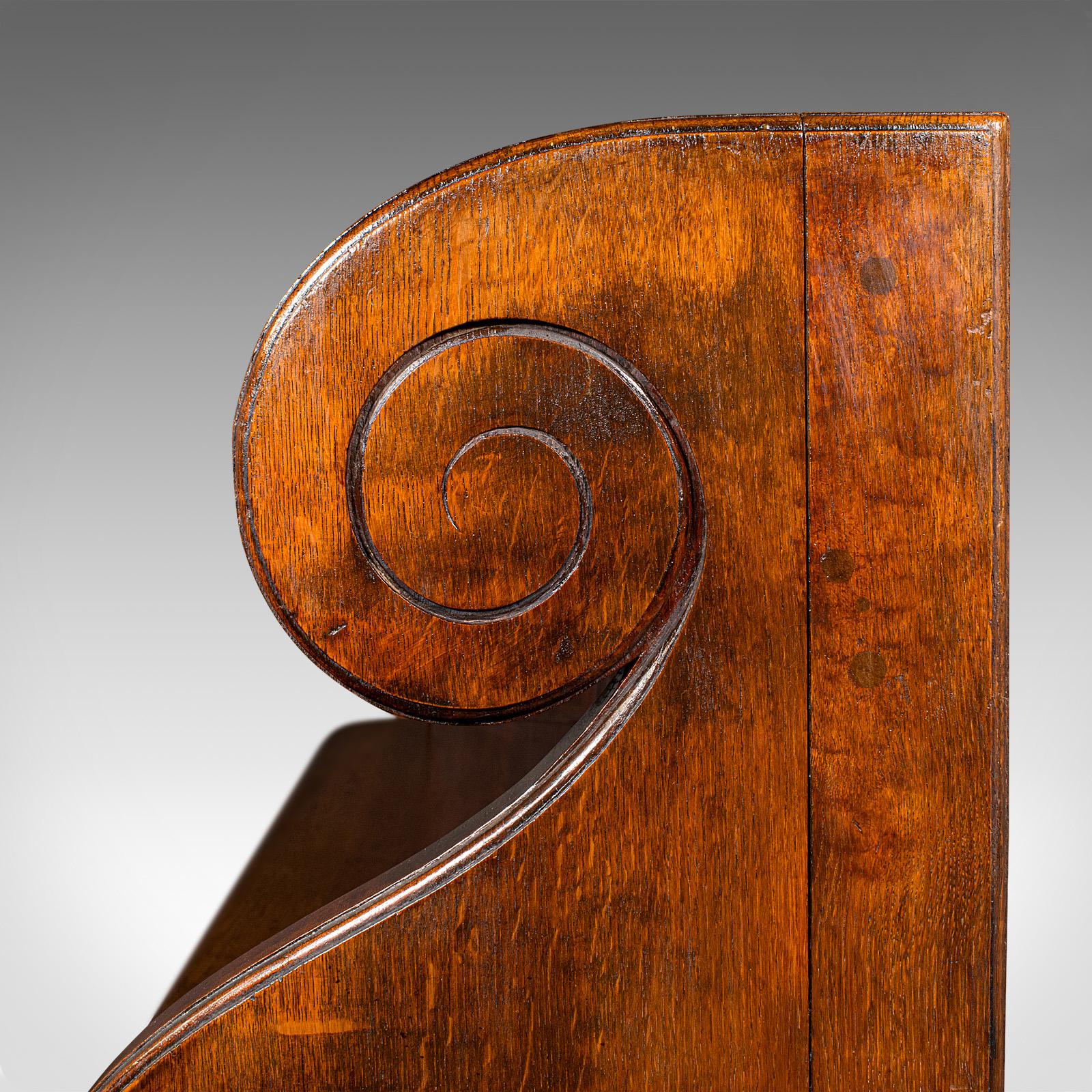 Britannico Antico banco da chiesa a pannelli, inglese, panca in Oak, ecclesiastico, vittoriano, C.1850