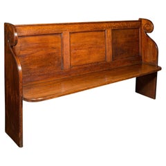 Antique Panelled Church Pew, English, Oak Bench, Ecclesiastic, Victorian, C.1850