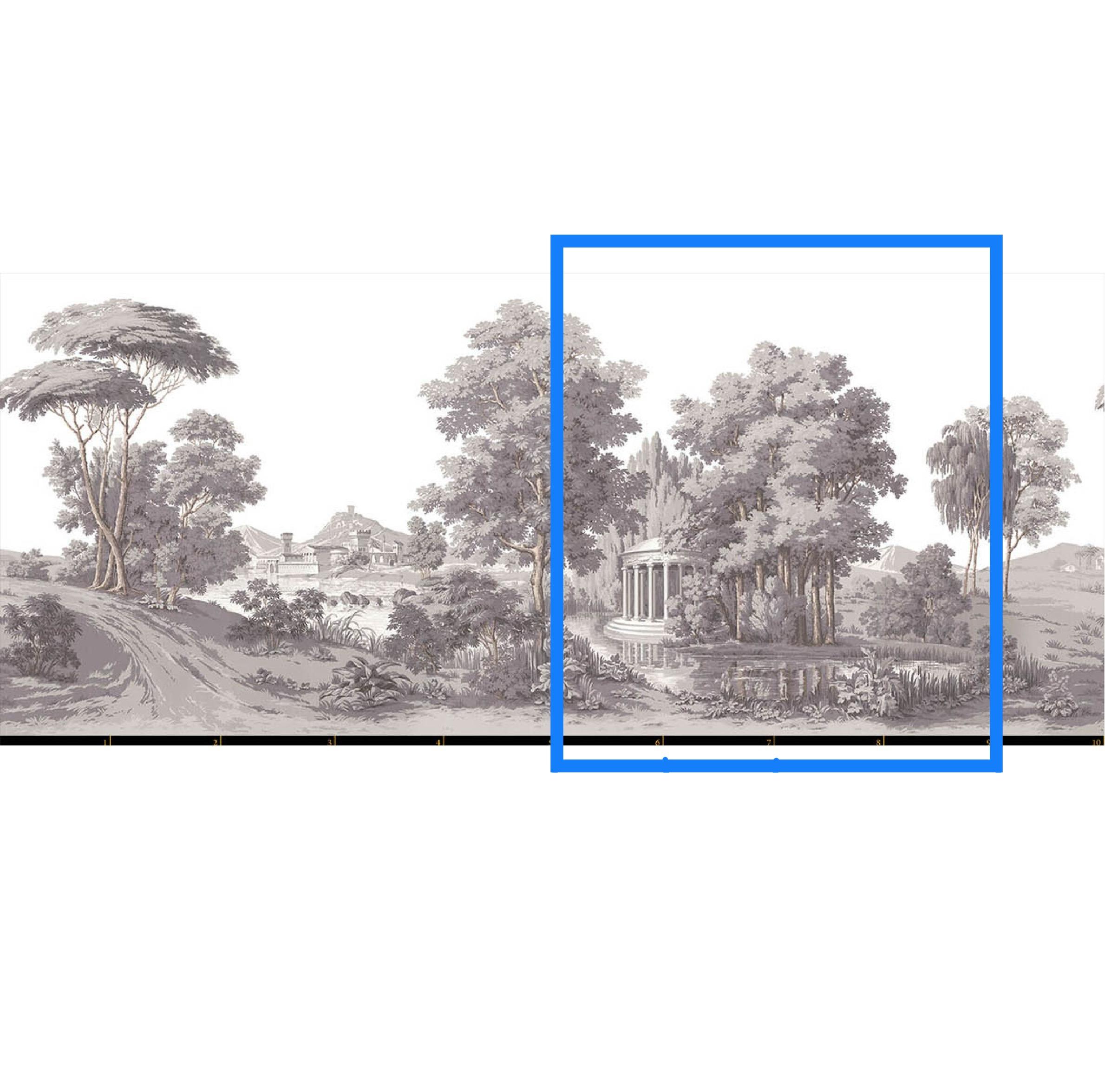 Papier peint panoramique ancien en bois de Jean Zuber:: Paysage Italien 6-9 État moyen à Brooklyn, NY