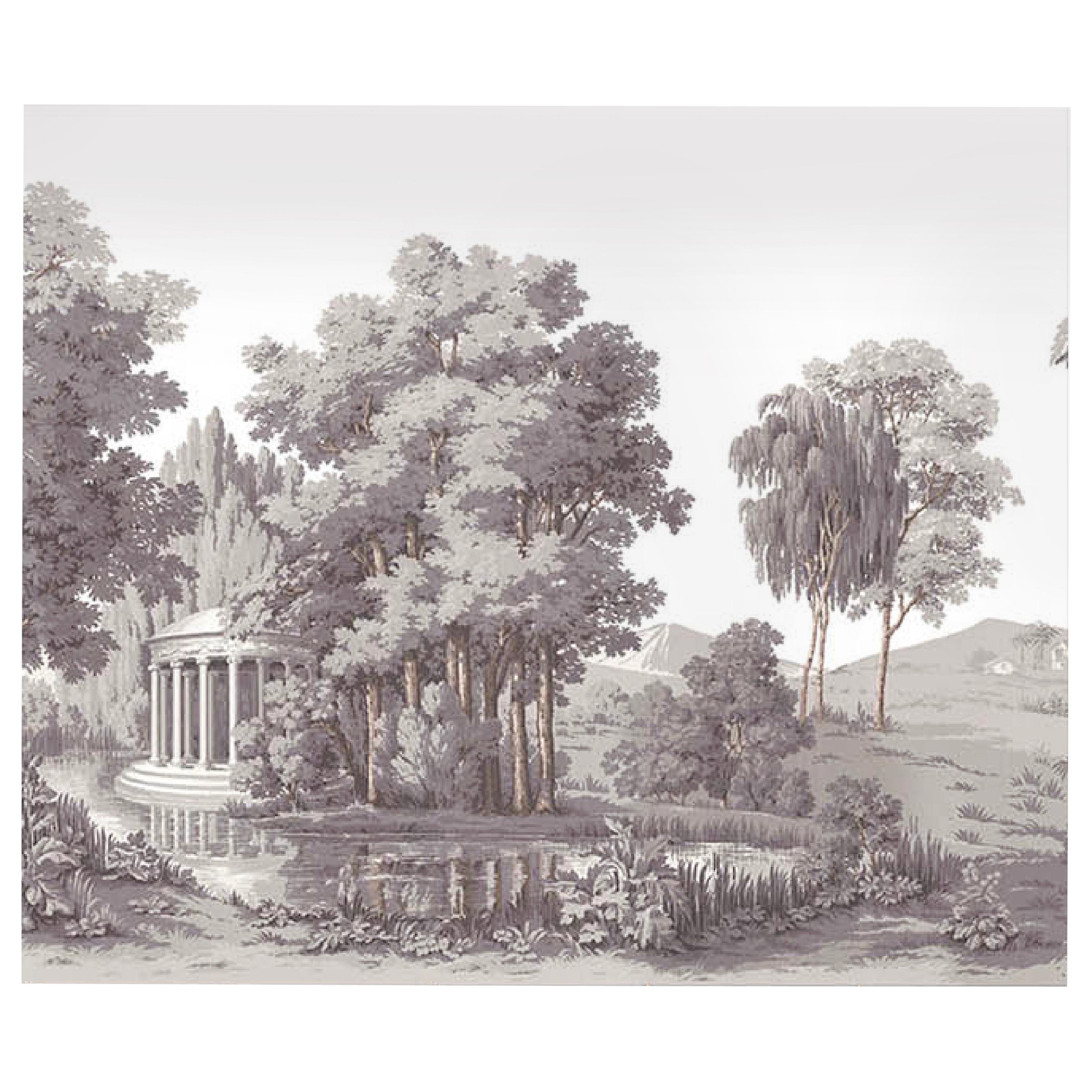 Papier peint panoramique ancien en bois de Jean Zuber:: Paysage Italien 6-9