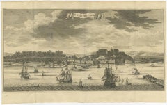 Antique Panoramic View of the Town of Malacca, Malaysia, 1726