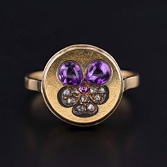 Anillo Antiguo Pensamiento de Oro de 18k