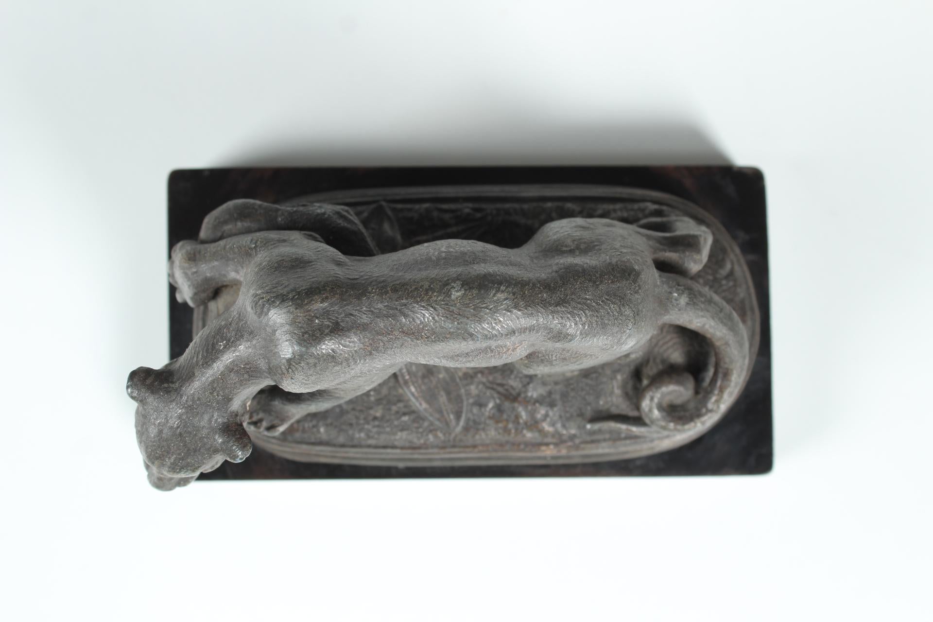 Antique Panther Sculpture, Zinc Casting, Panther on the Prowl, Around 1880 For Sale 2